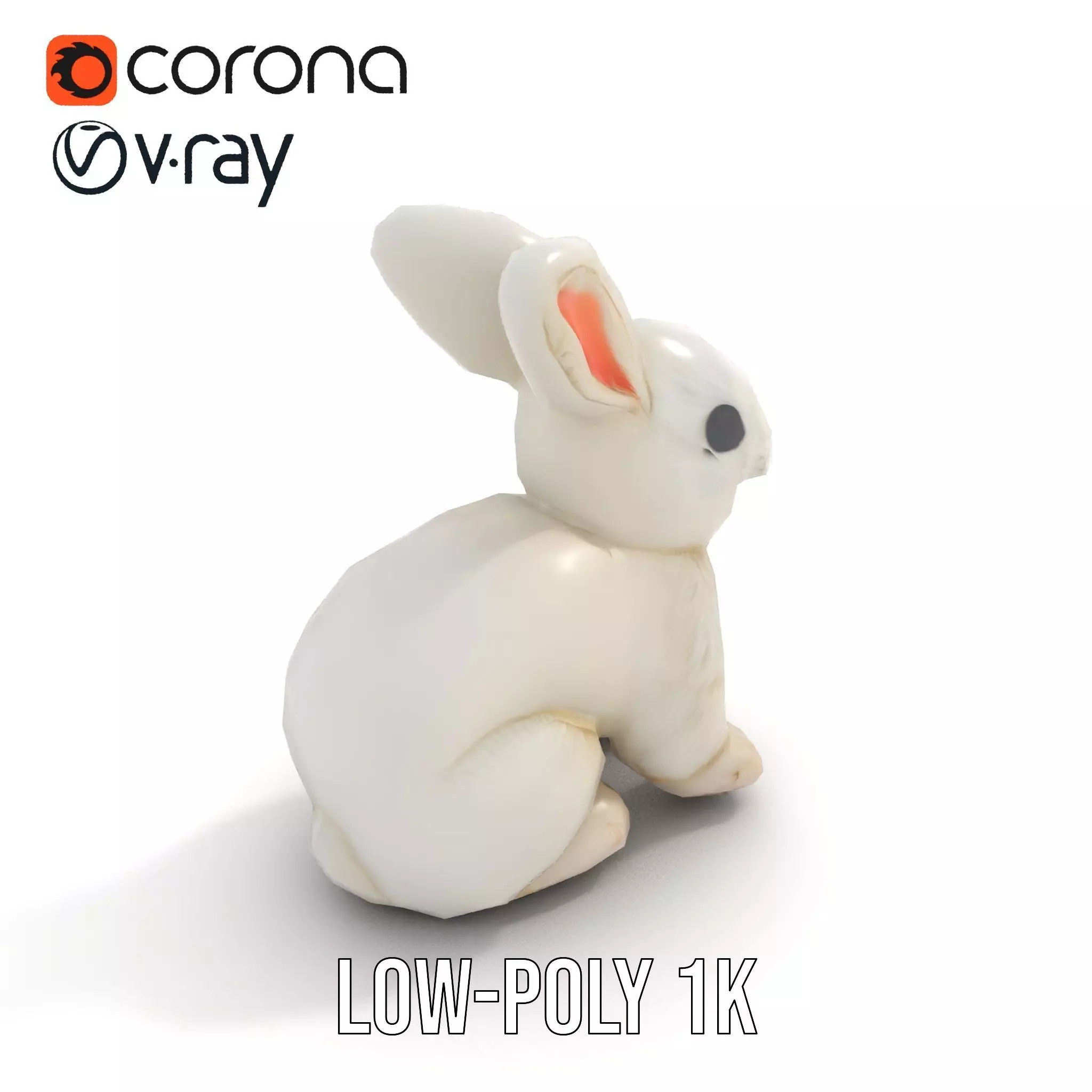 Fluffy White Rabbit model pack Low-poly 3D model_9