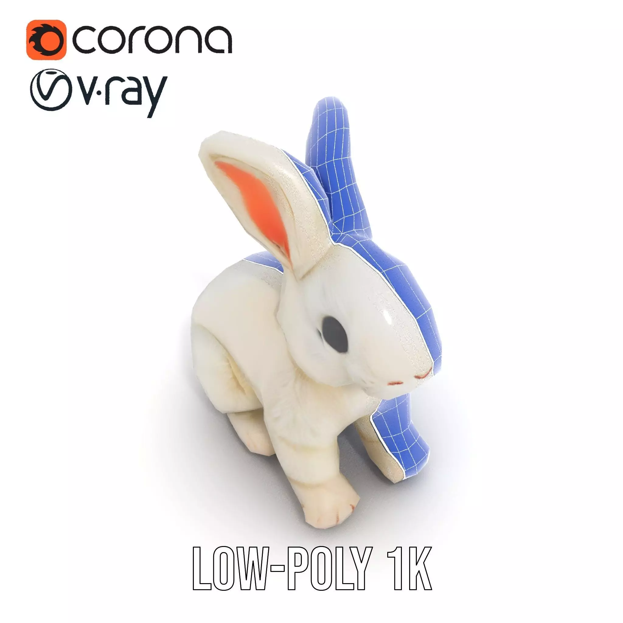 Fluffy White Rabbit model pack Low-poly 3D model_30