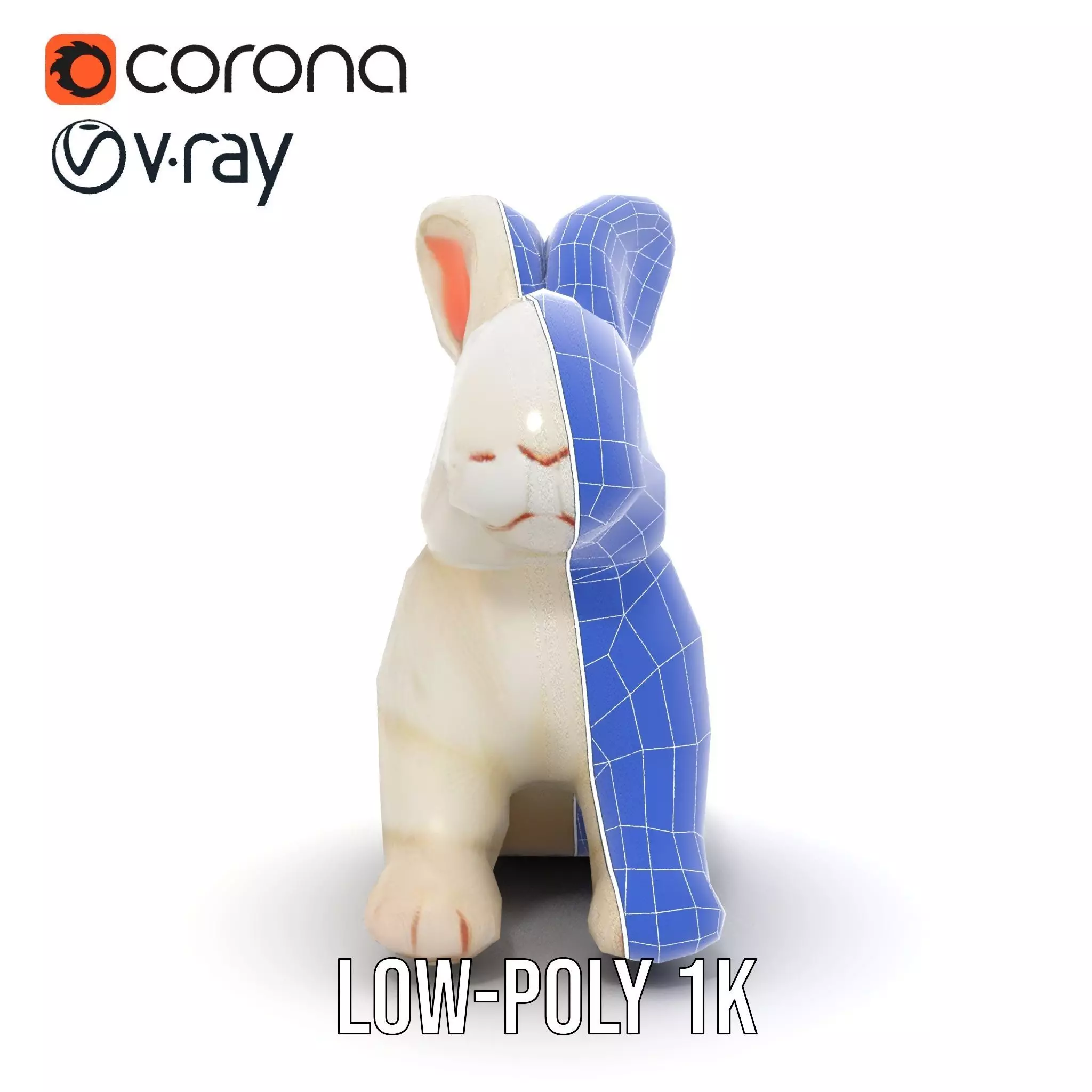Fluffy White Rabbit model pack Low-poly 3D model_22