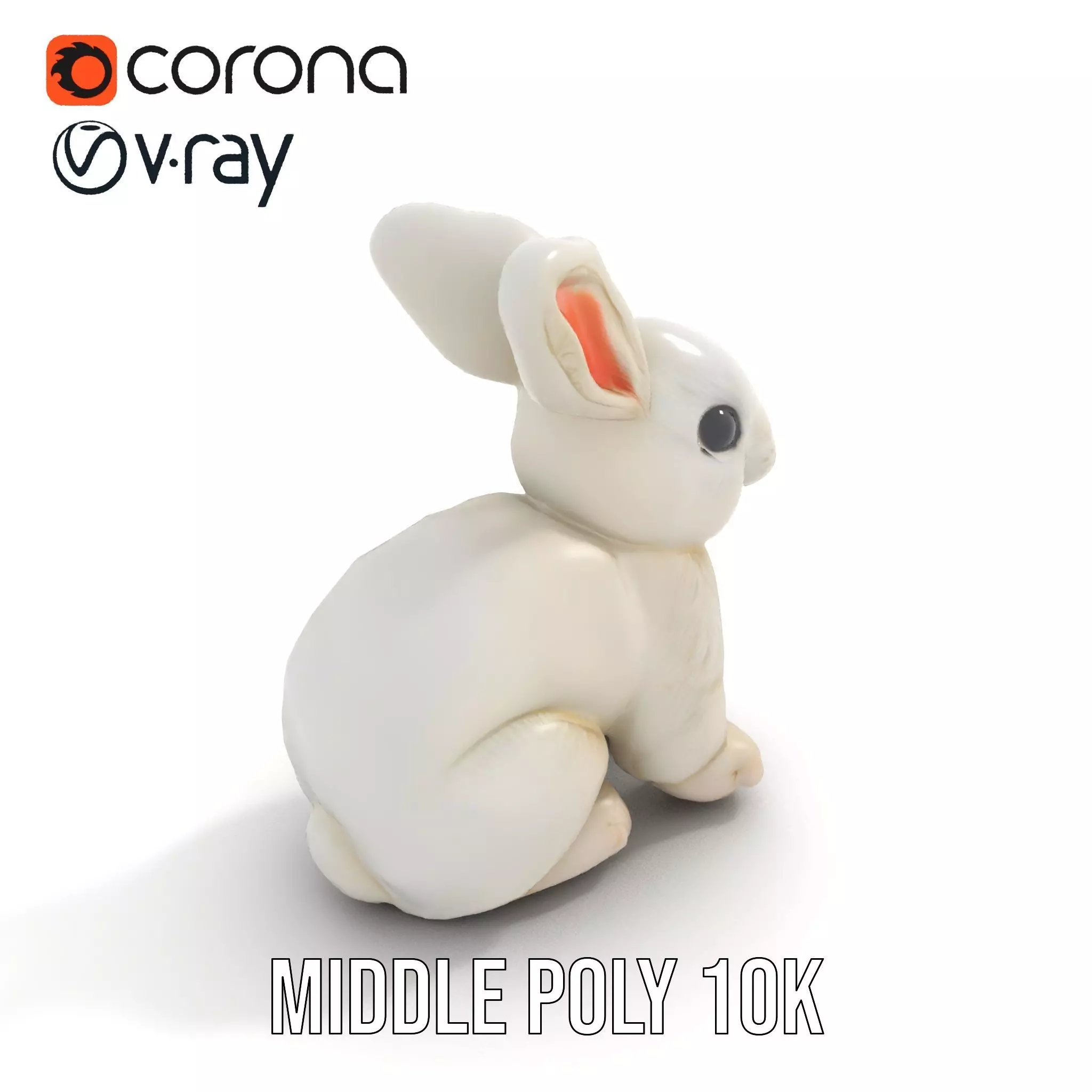 Fluffy White Rabbit model pack Low-poly 3D model_5