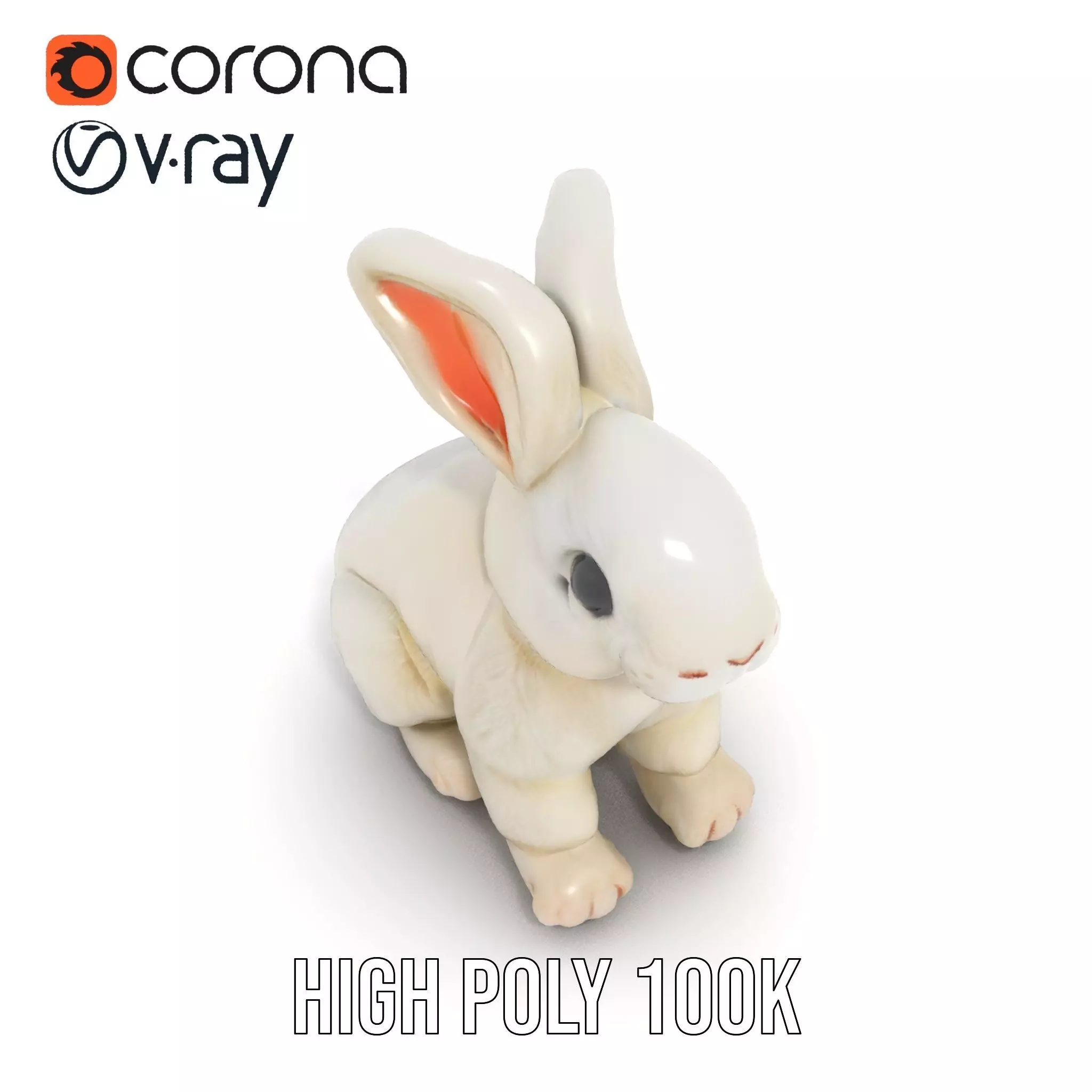 Fluffy White Rabbit model pack Low-poly 3D model_20