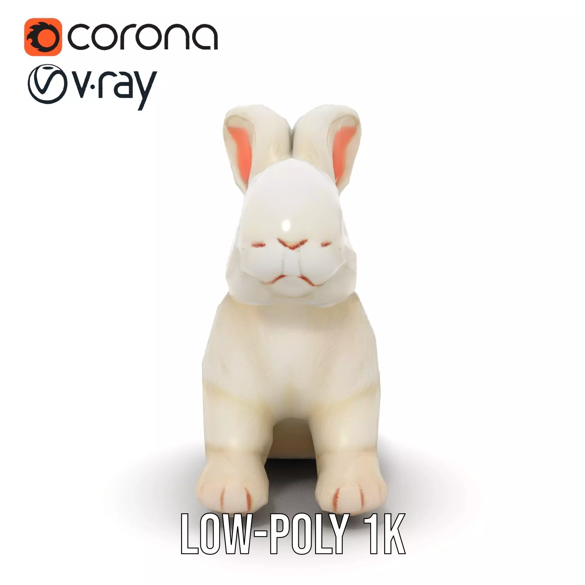 Fluffy White Rabbit model pack Low-poly 3D model_25