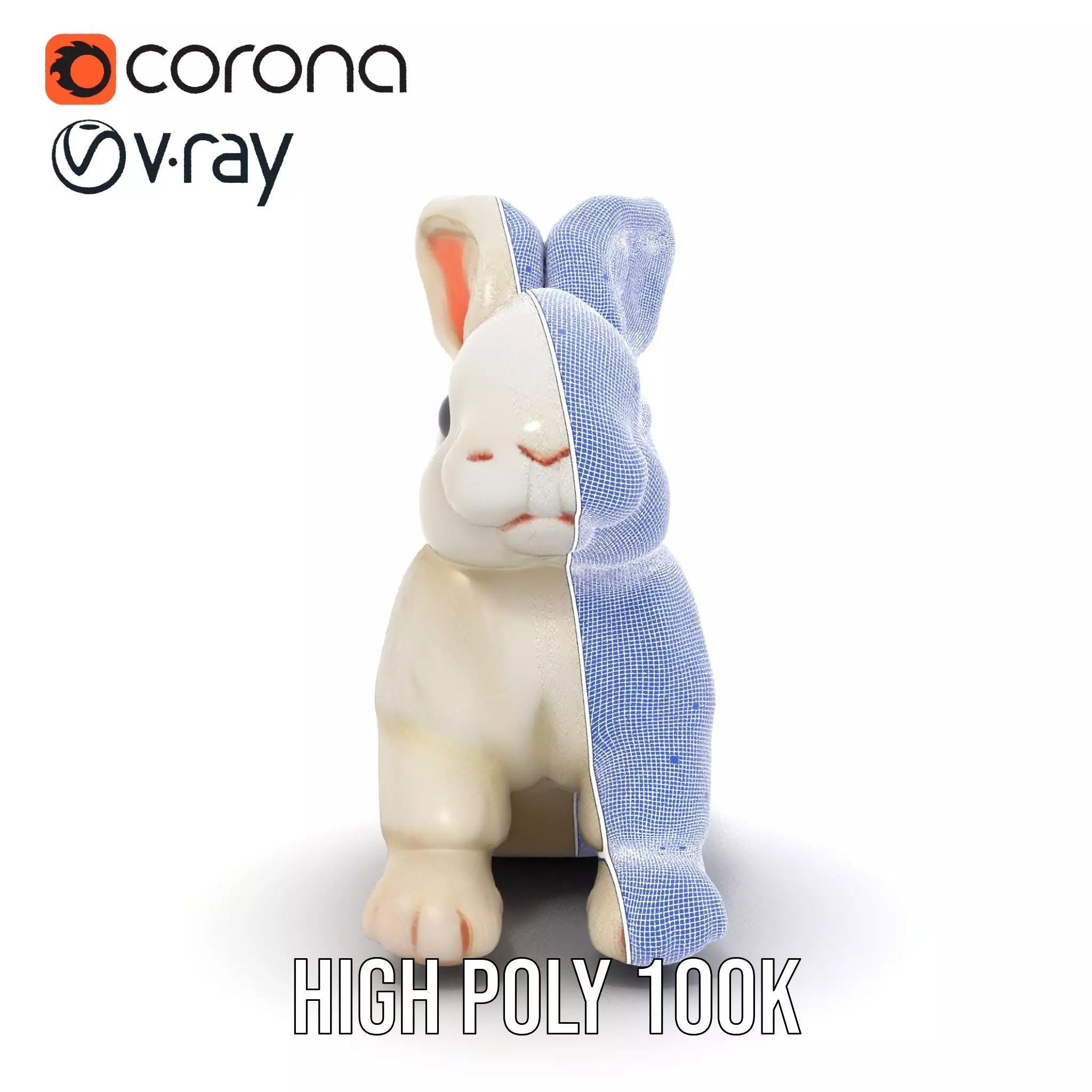 Fluffy White Rabbit model pack Low-poly 3D model_31