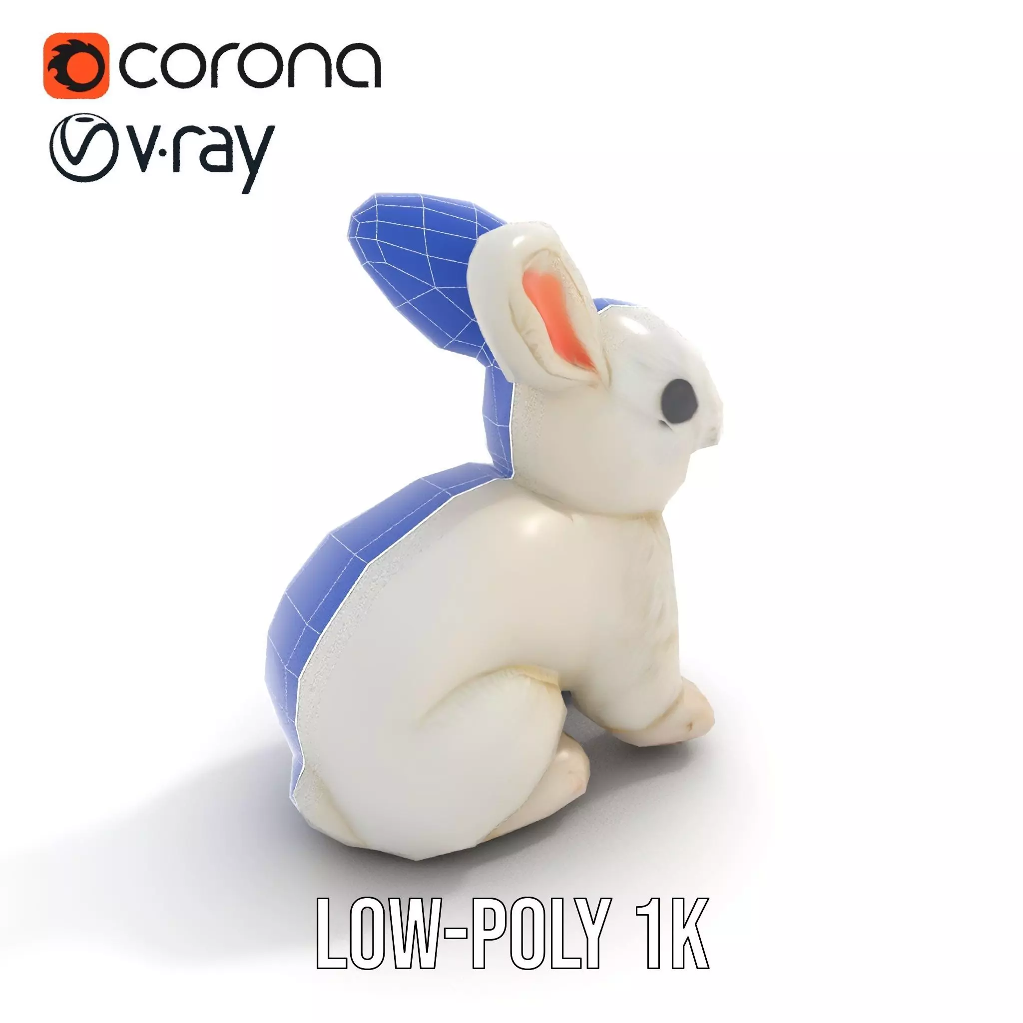 Fluffy White Rabbit model pack Low-poly 3D model_28
