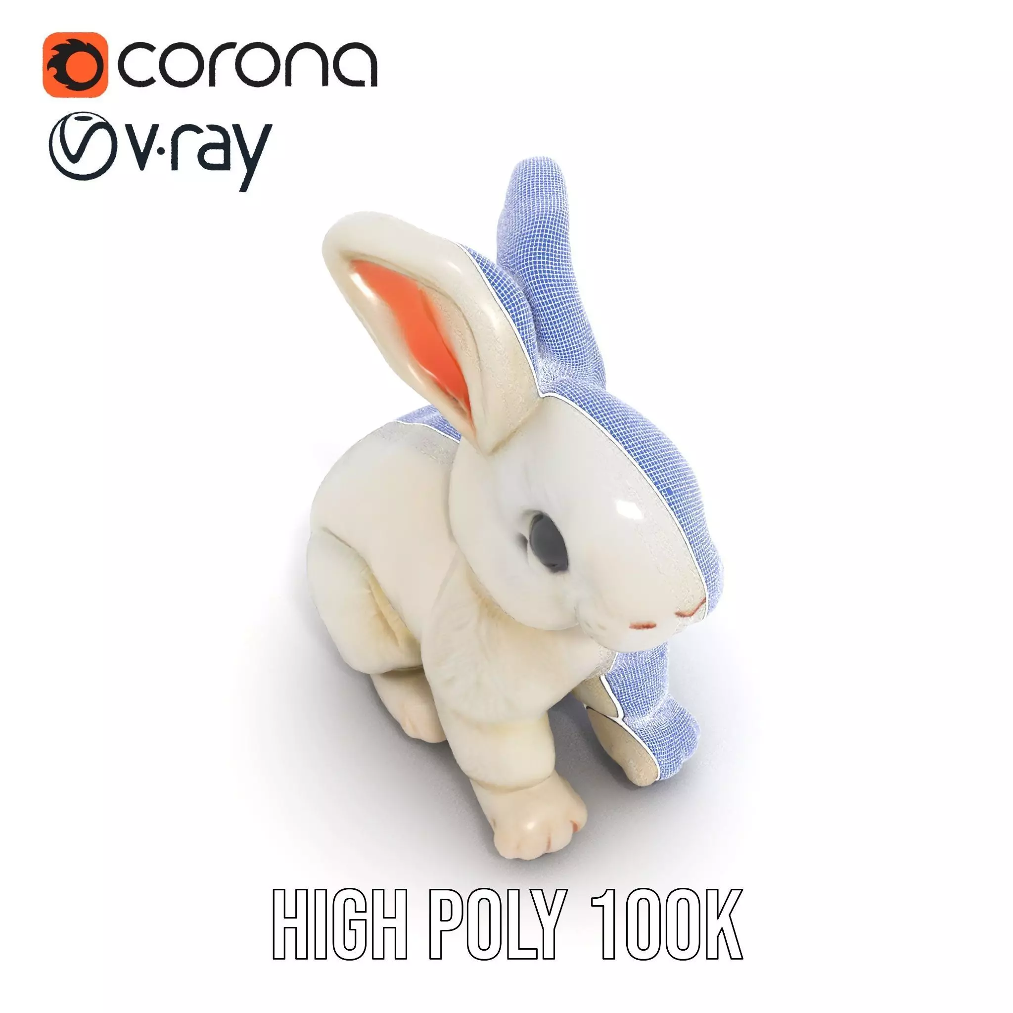 Fluffy White Rabbit model pack Low-poly 3D model_33