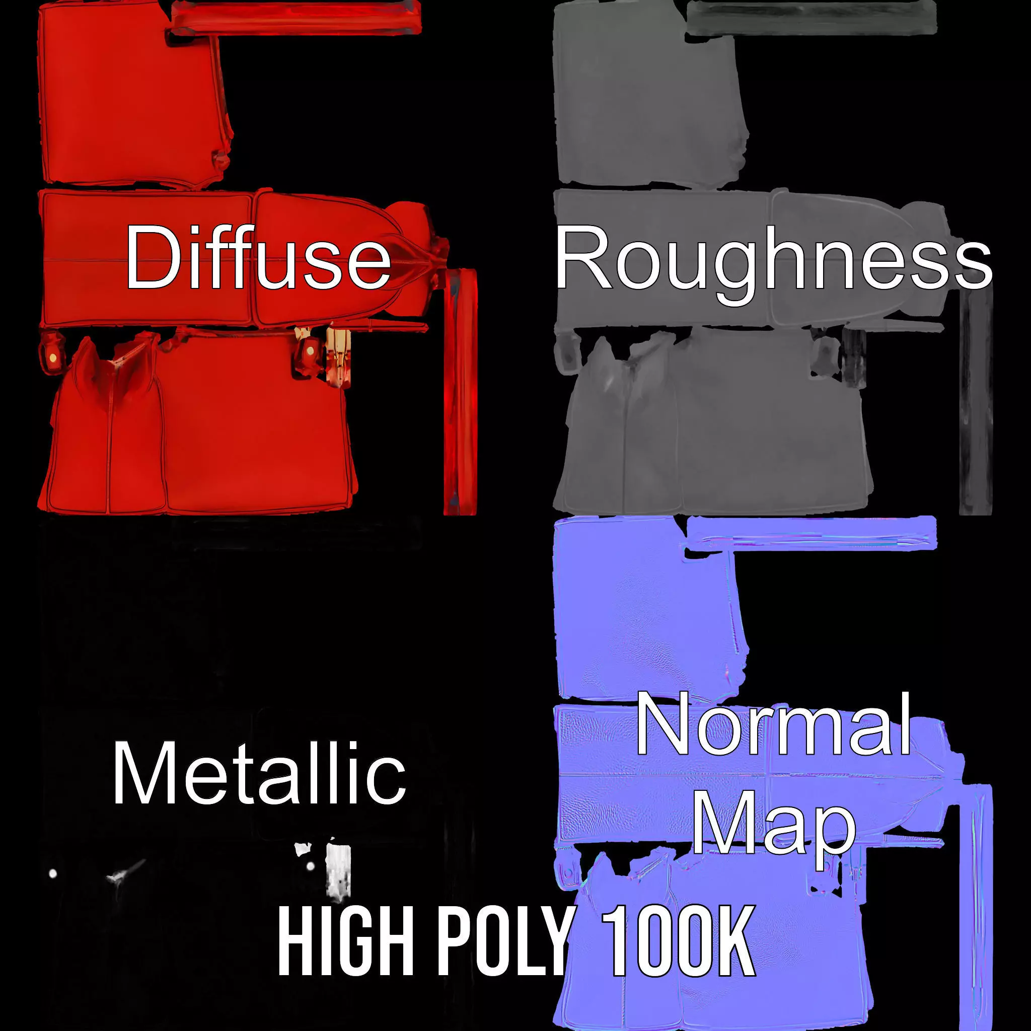 Vibrant Red Handbag model pack Low-poly 3D model_3