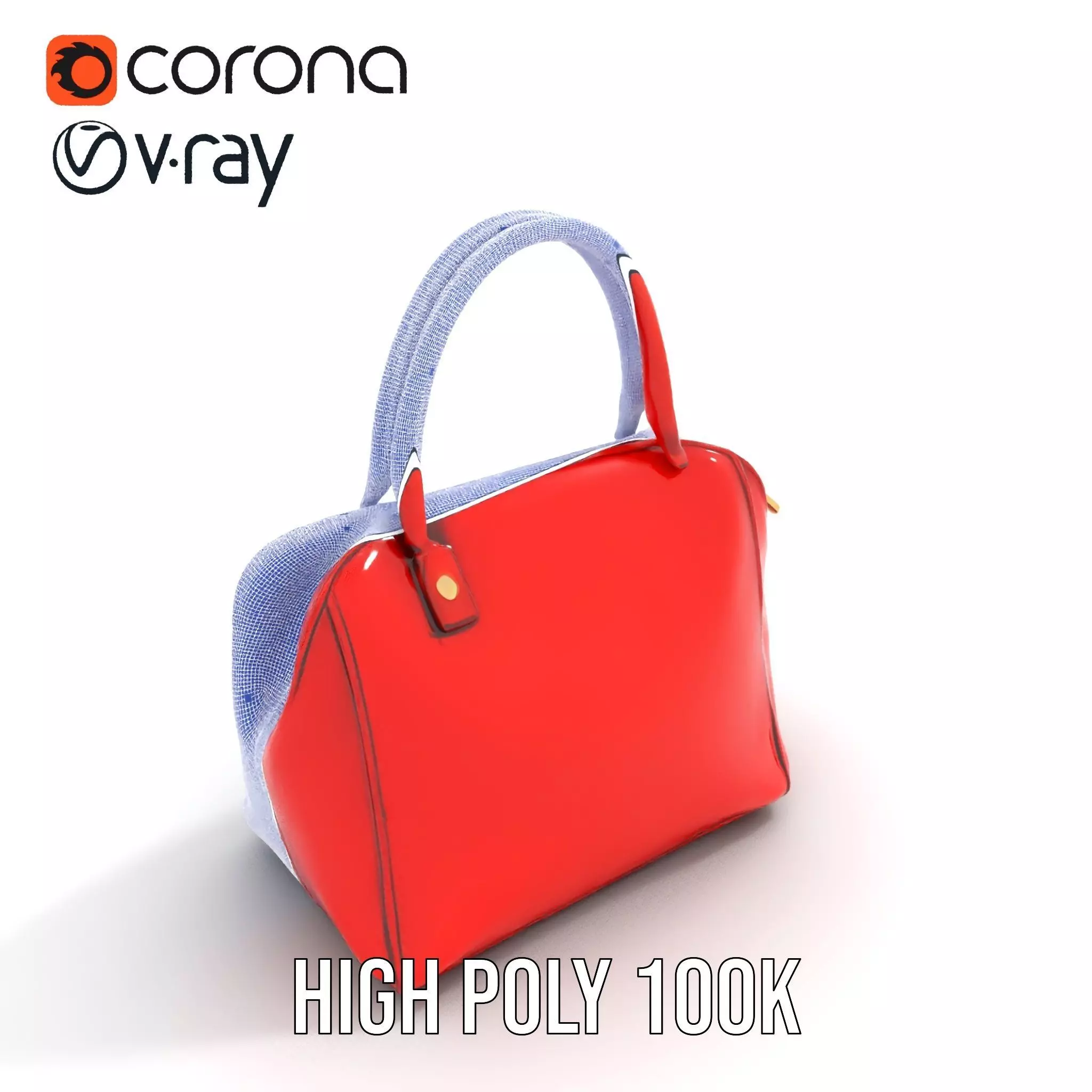 Vibrant Red Handbag model pack Low-poly 3D model_15
