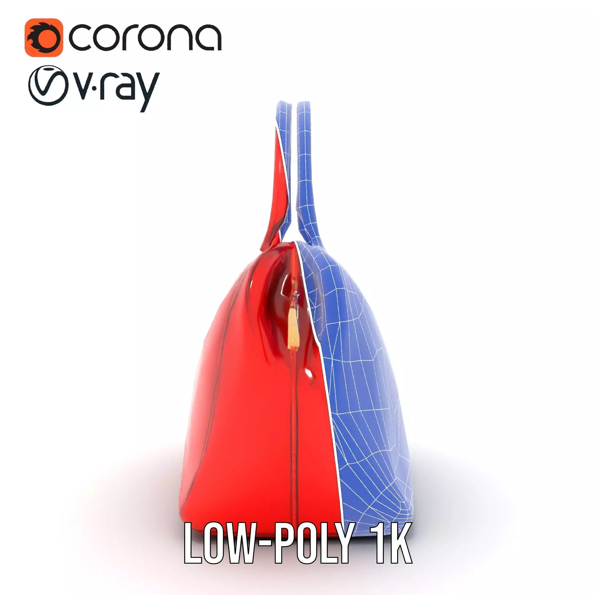 Vibrant Red Handbag model pack Low-poly 3D model_17
