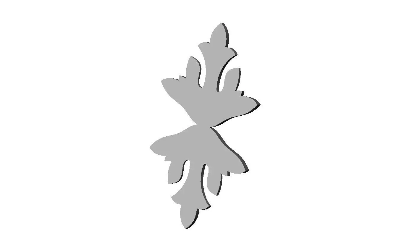 Mirrored floral rosette applique carving molding relief onlay 3D print model_7