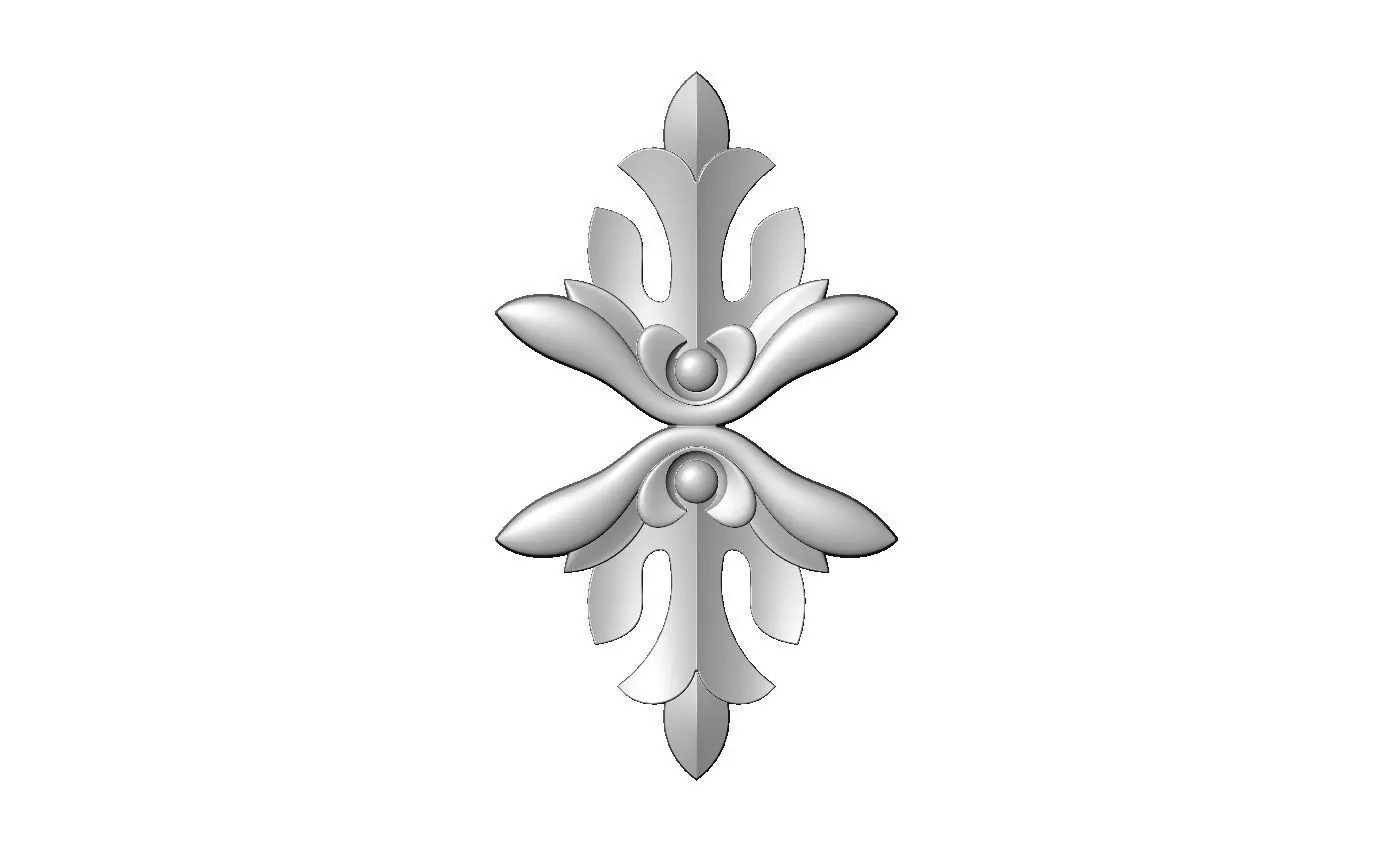Mirrored floral rosette applique carving molding relief onlay 3D print model_0
