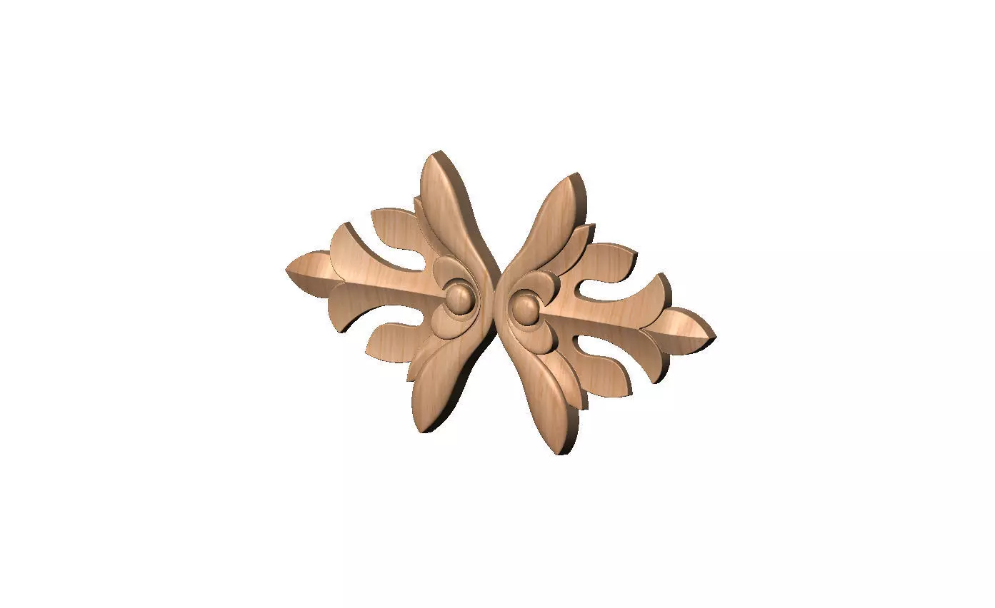 Mirrored floral rosette applique carving molding relief onlay 3D print model_11