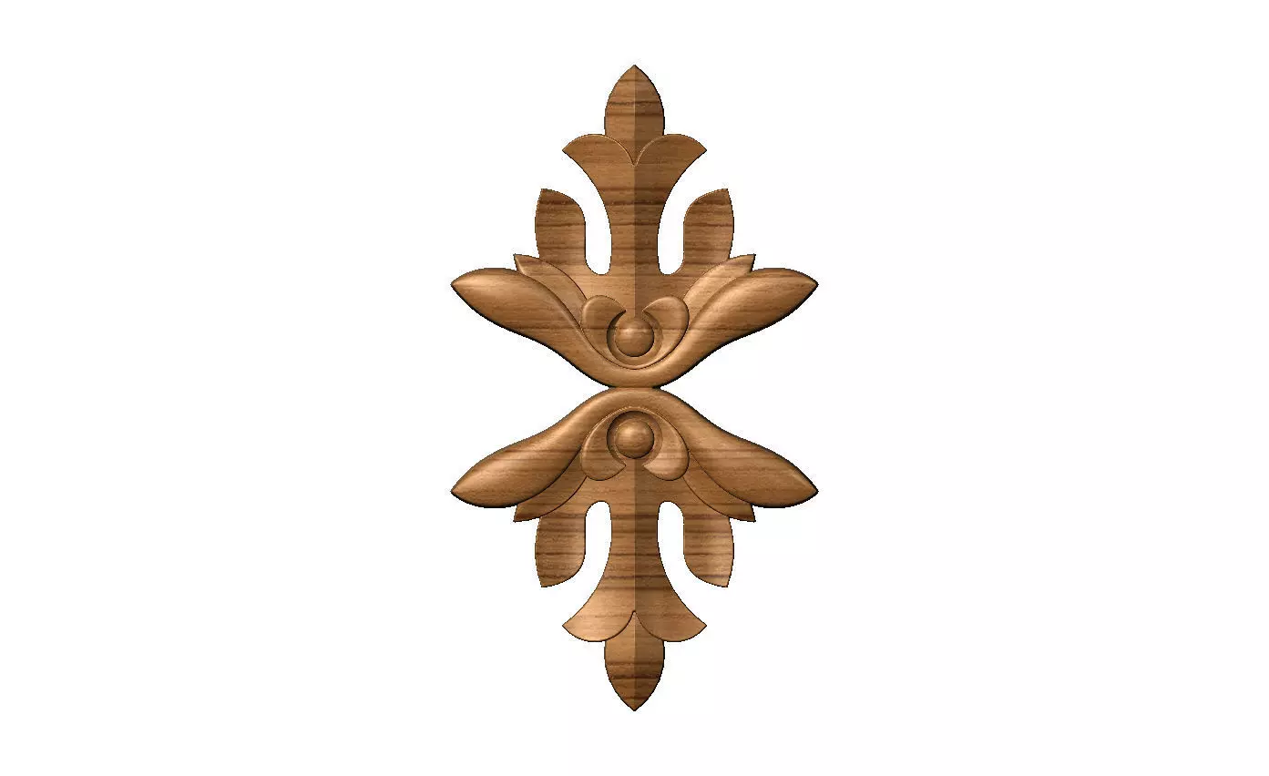 Mirrored floral rosette applique carving molding relief onlay 3D print model_9