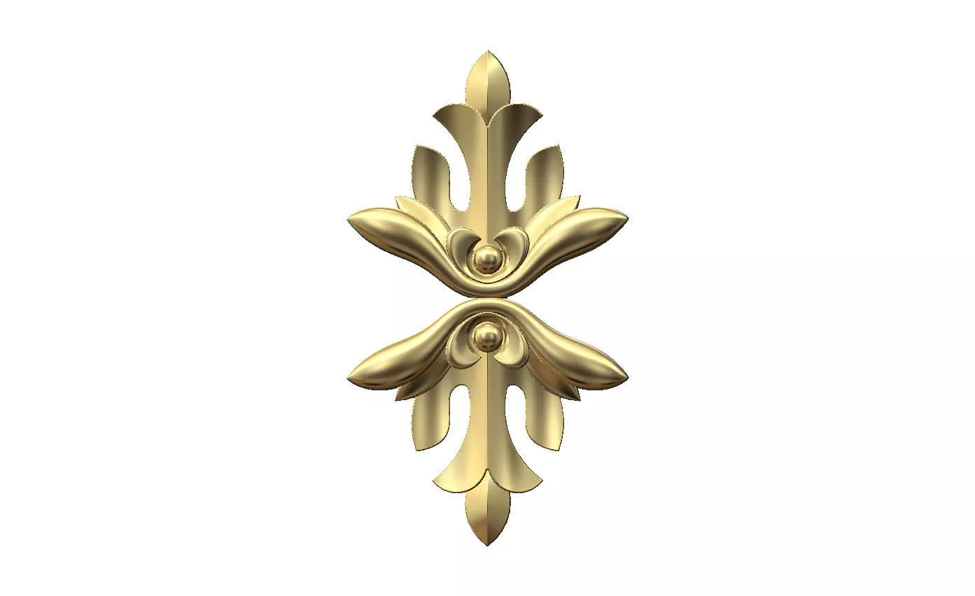 Mirrored floral rosette applique carving molding relief onlay 3D print model_13