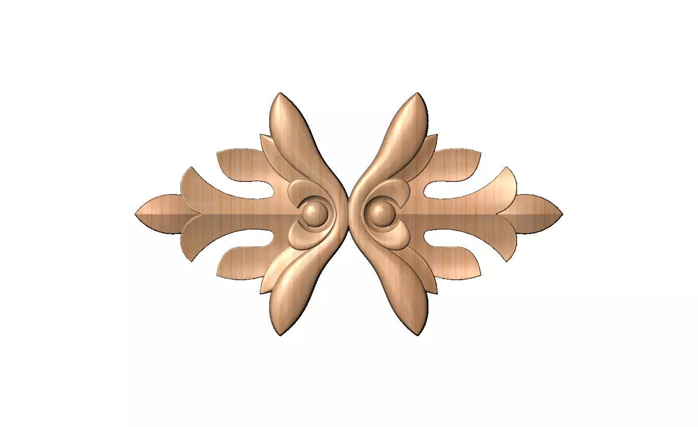 Mirrored floral rosette applique carving molding relief onlay 3D print model_12