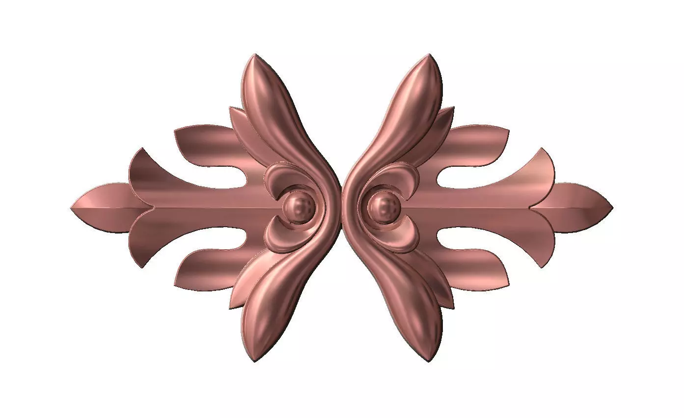 Mirrored floral rosette applique carving molding relief onlay 3D print model_15
