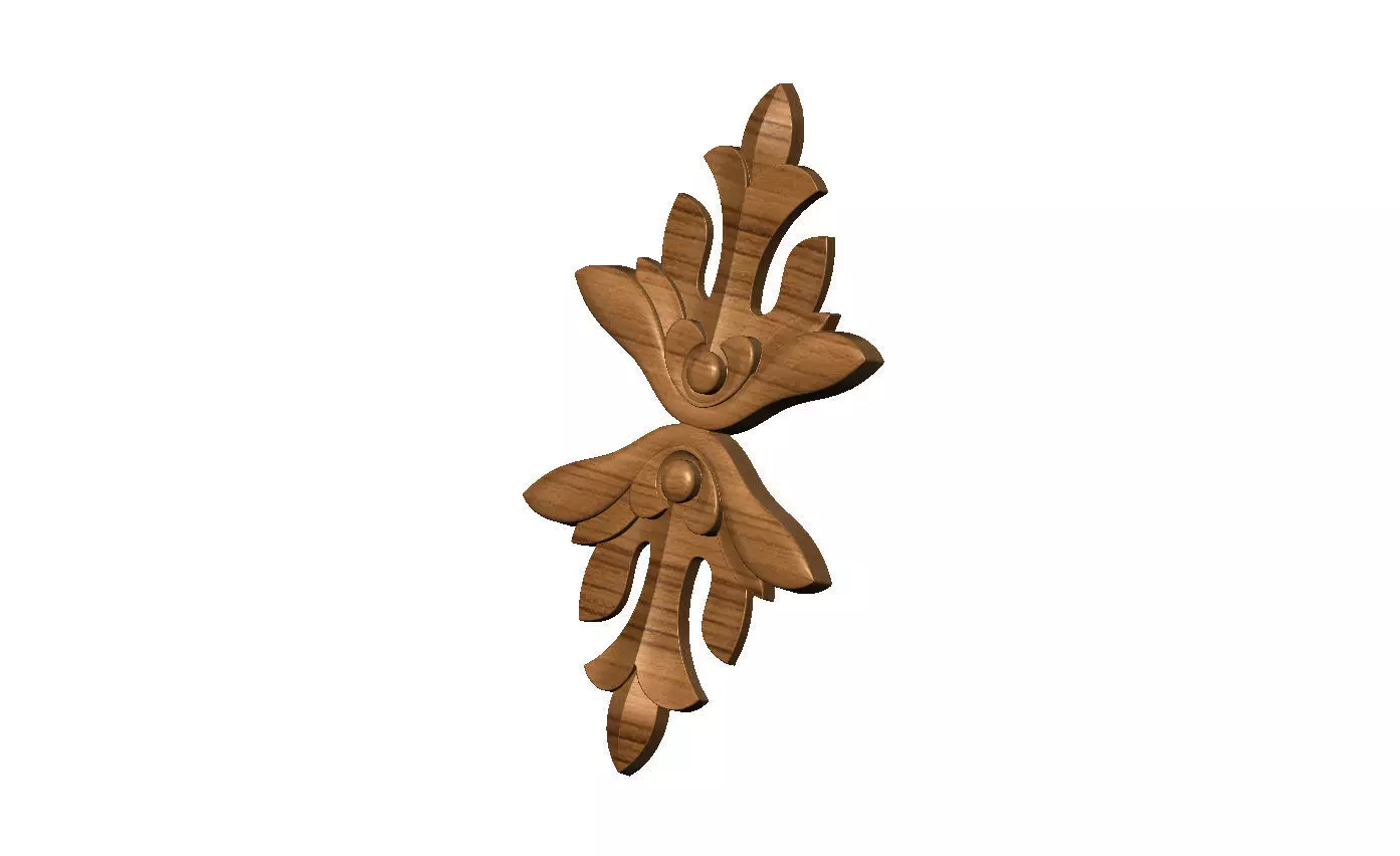 Mirrored floral rosette applique carving molding relief onlay 3D print model_10