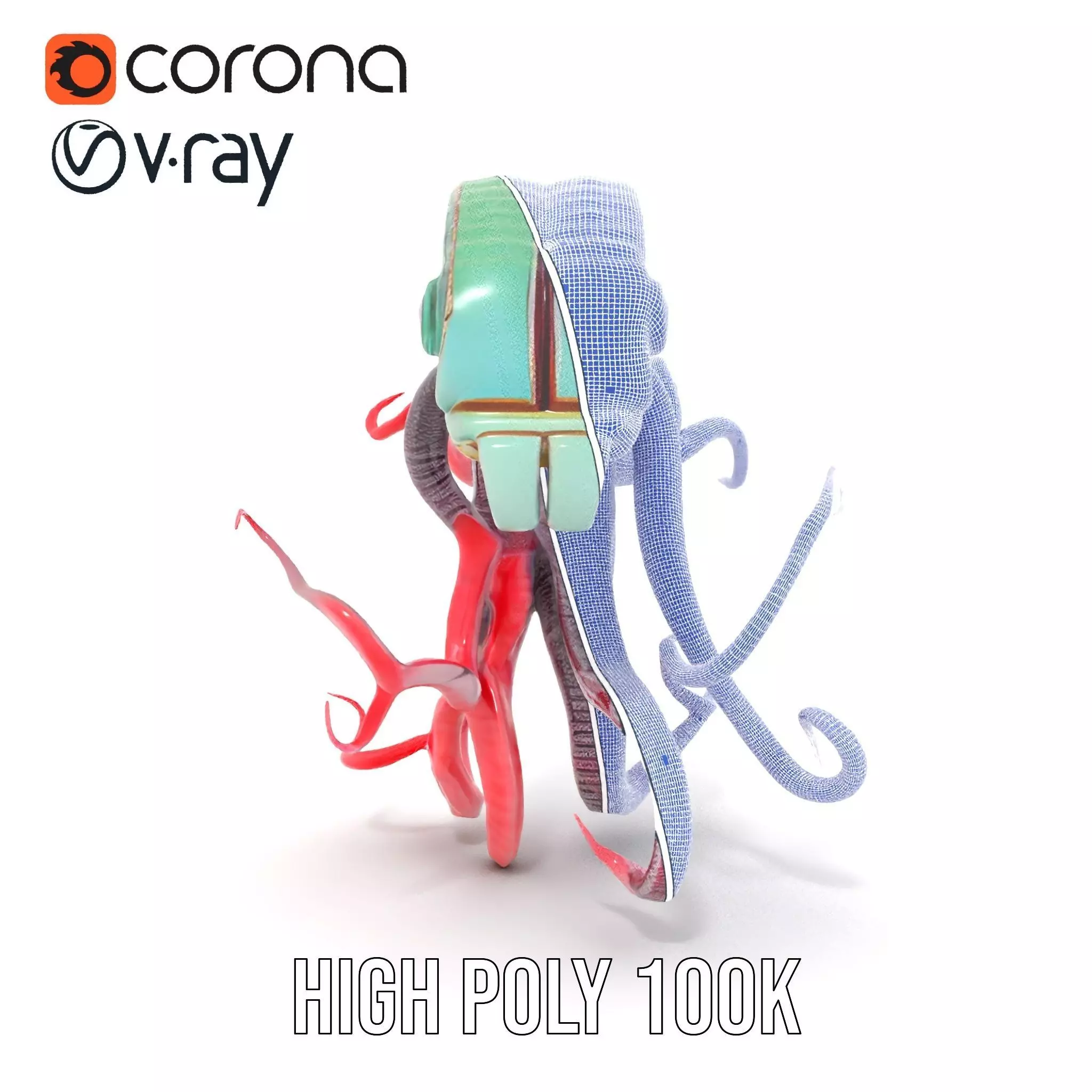 Aqua Tentacle Creature model pack Low-poly 3D model_34