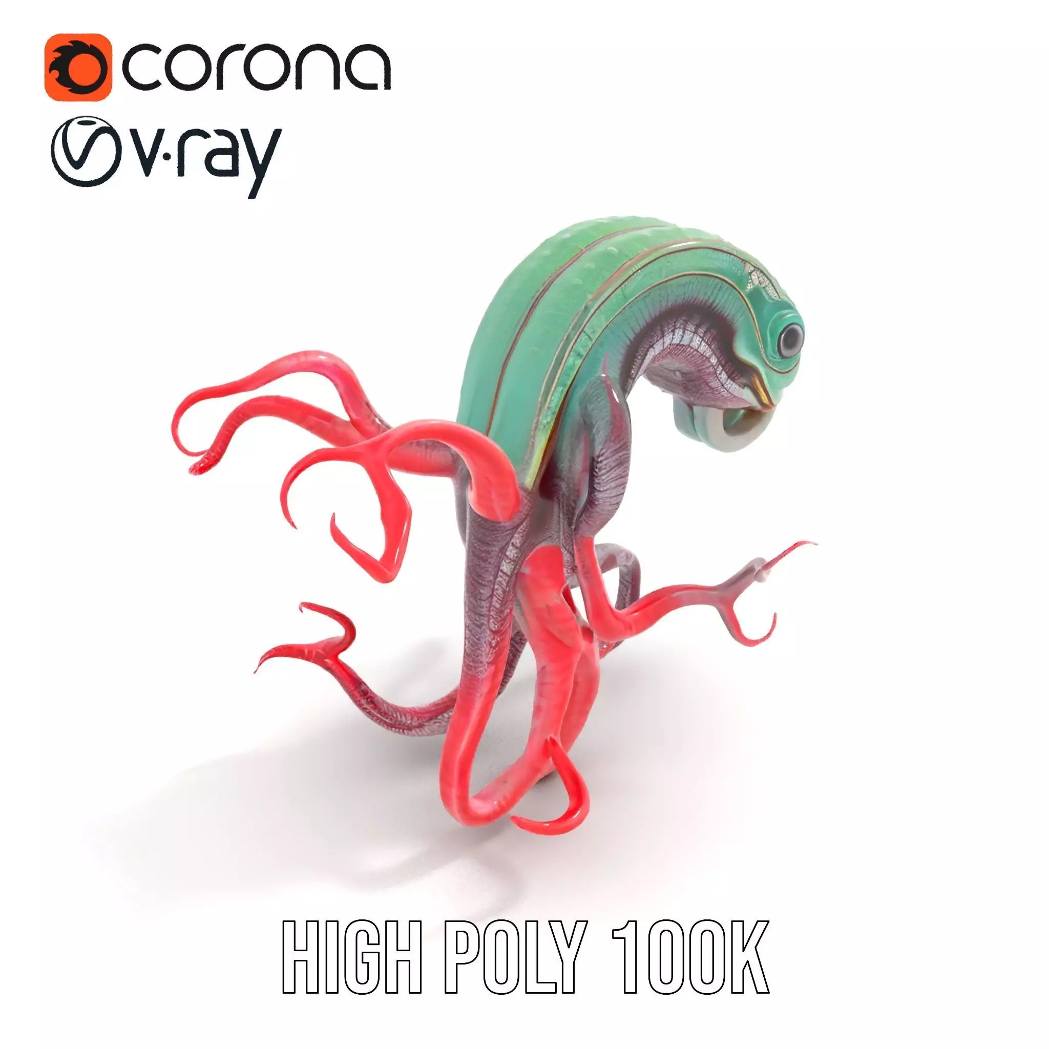 Aqua Tentacle Creature model pack Low-poly 3D model_15