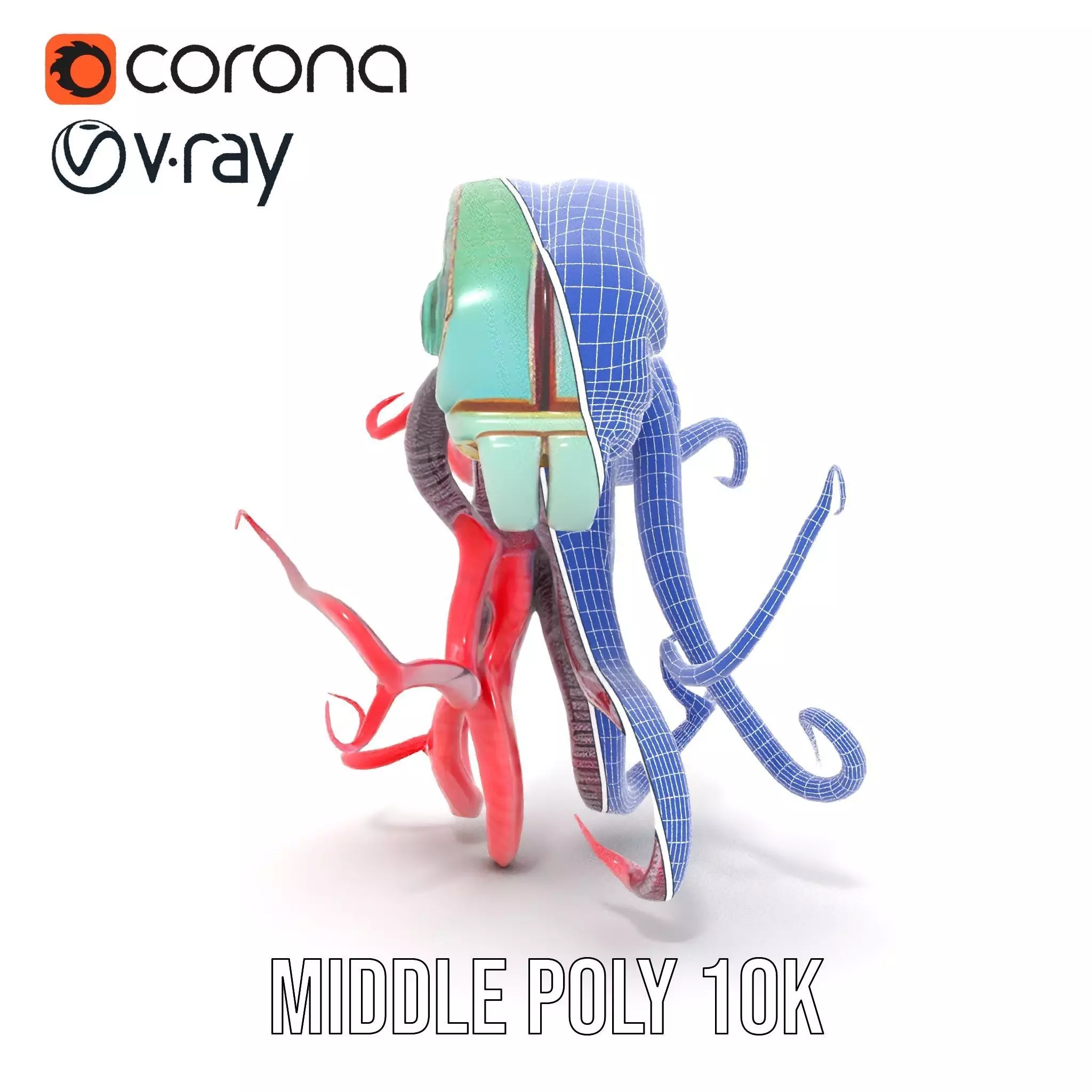 Aqua Tentacle Creature model pack Low-poly 3D model_22