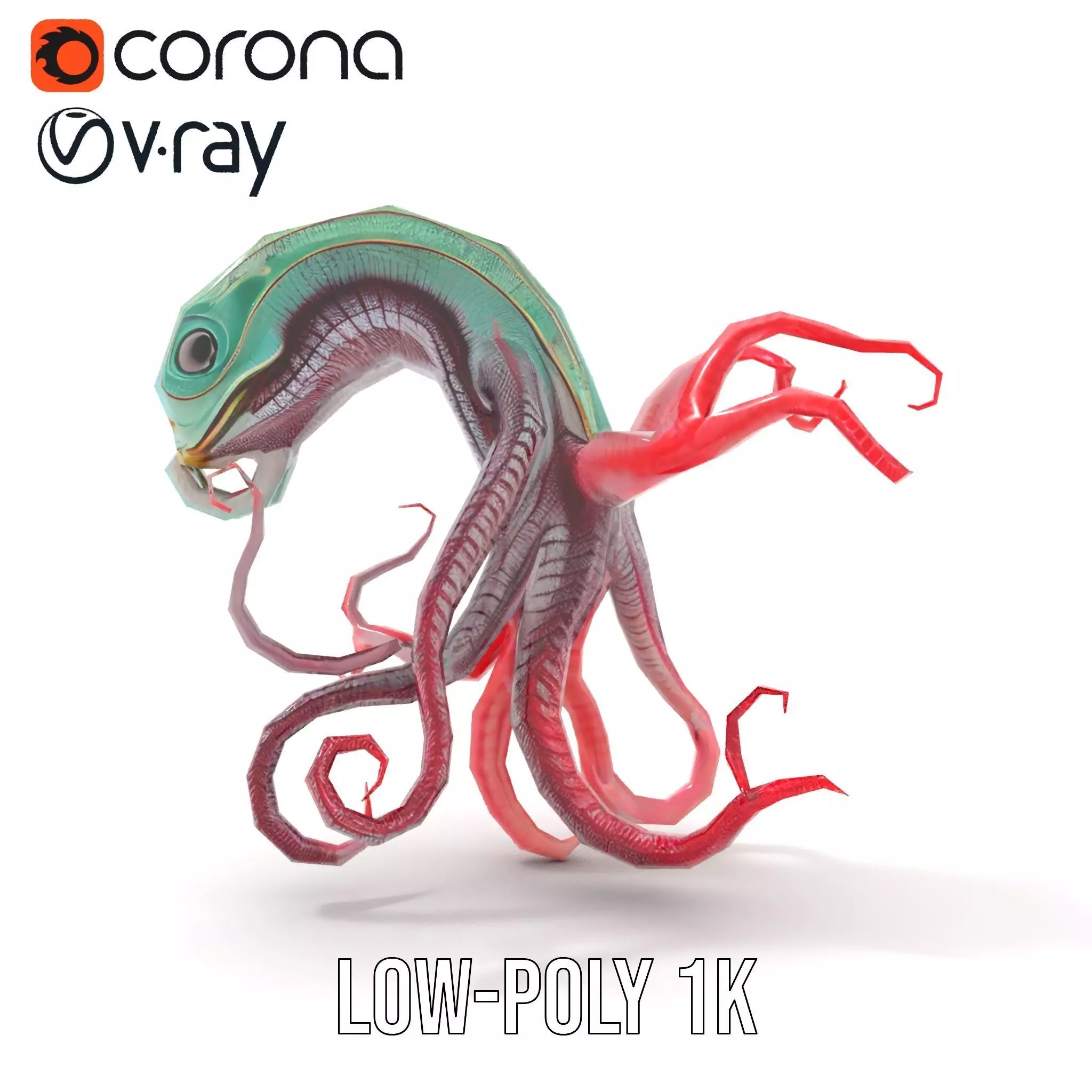 Aqua Tentacle Creature model pack Low-poly 3D model_23