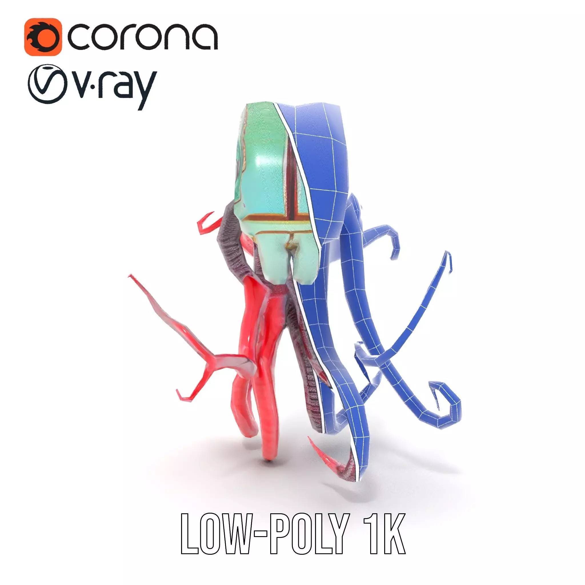 Aqua Tentacle Creature model pack Low-poly 3D model_30