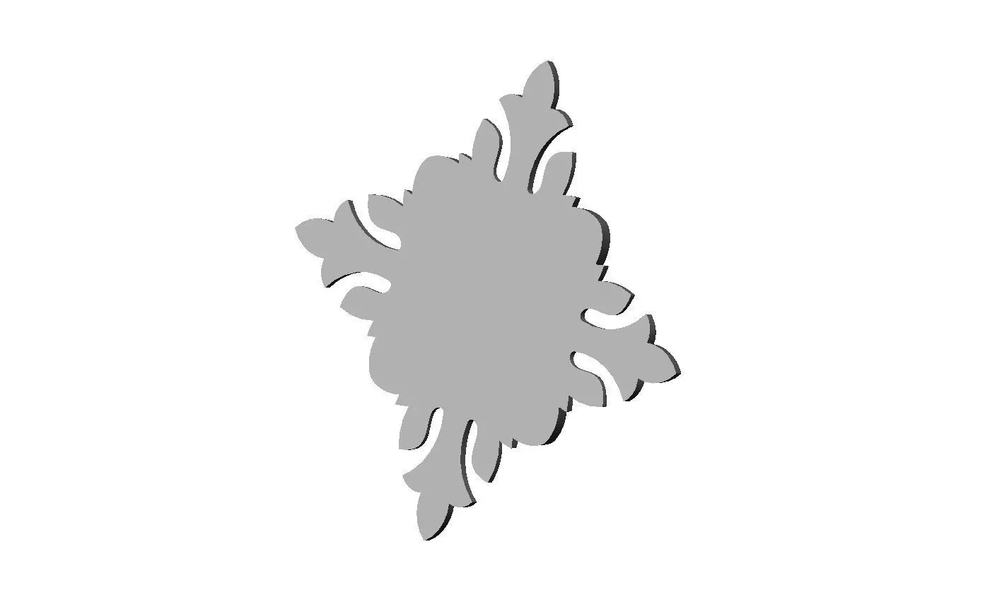 Square floral motif rosette carving molding relief onlay 3D print model_4