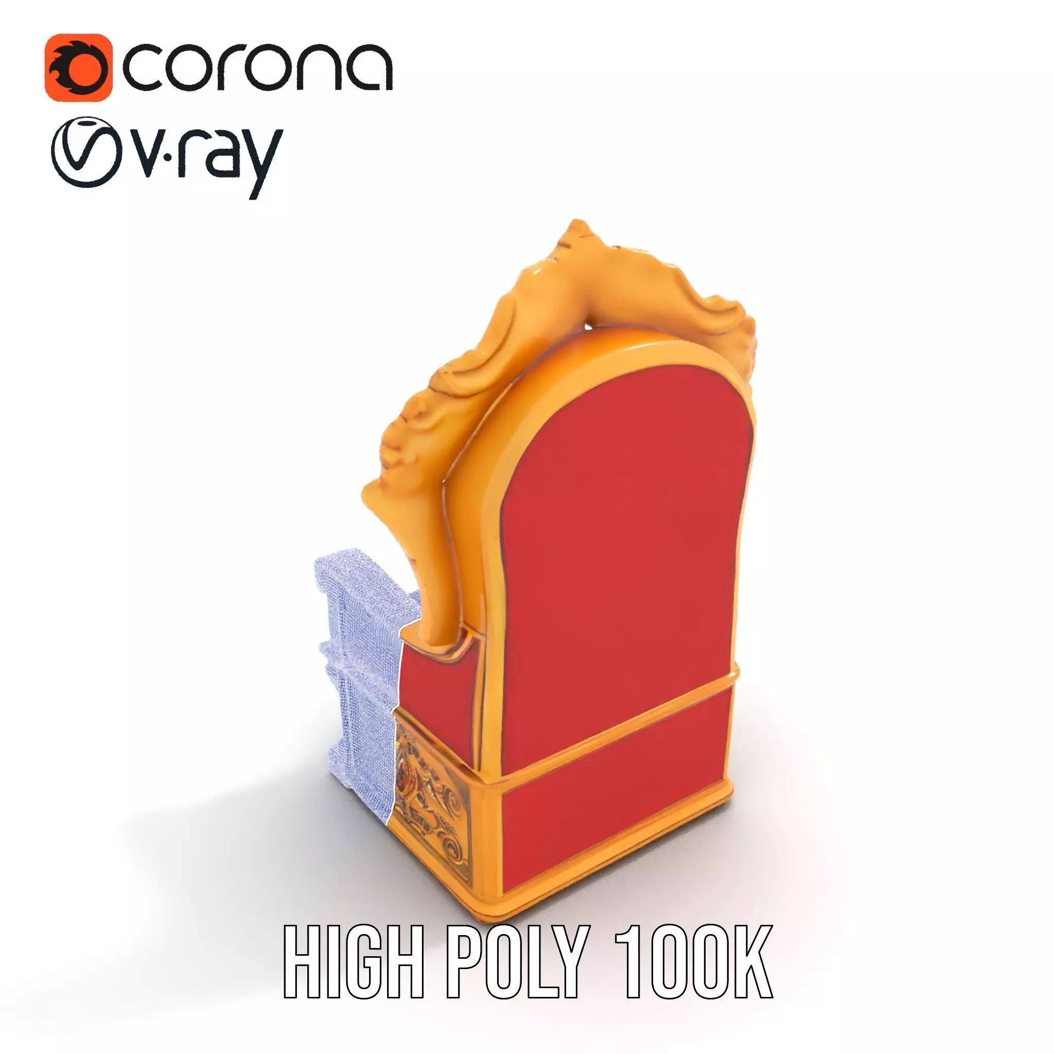 Ornate Royal Throne model pack Low-poly 3D model_34
