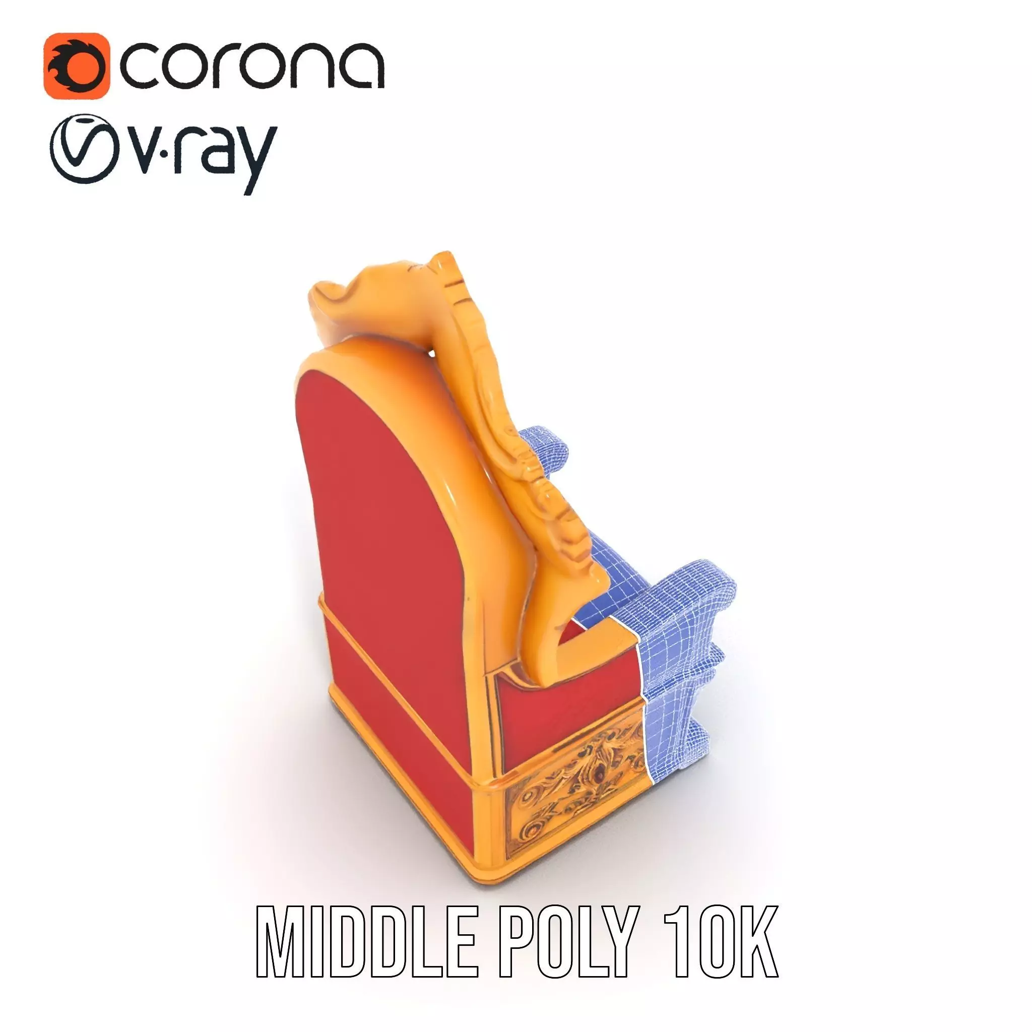 Ornate Royal Throne model pack Low-poly 3D model_21