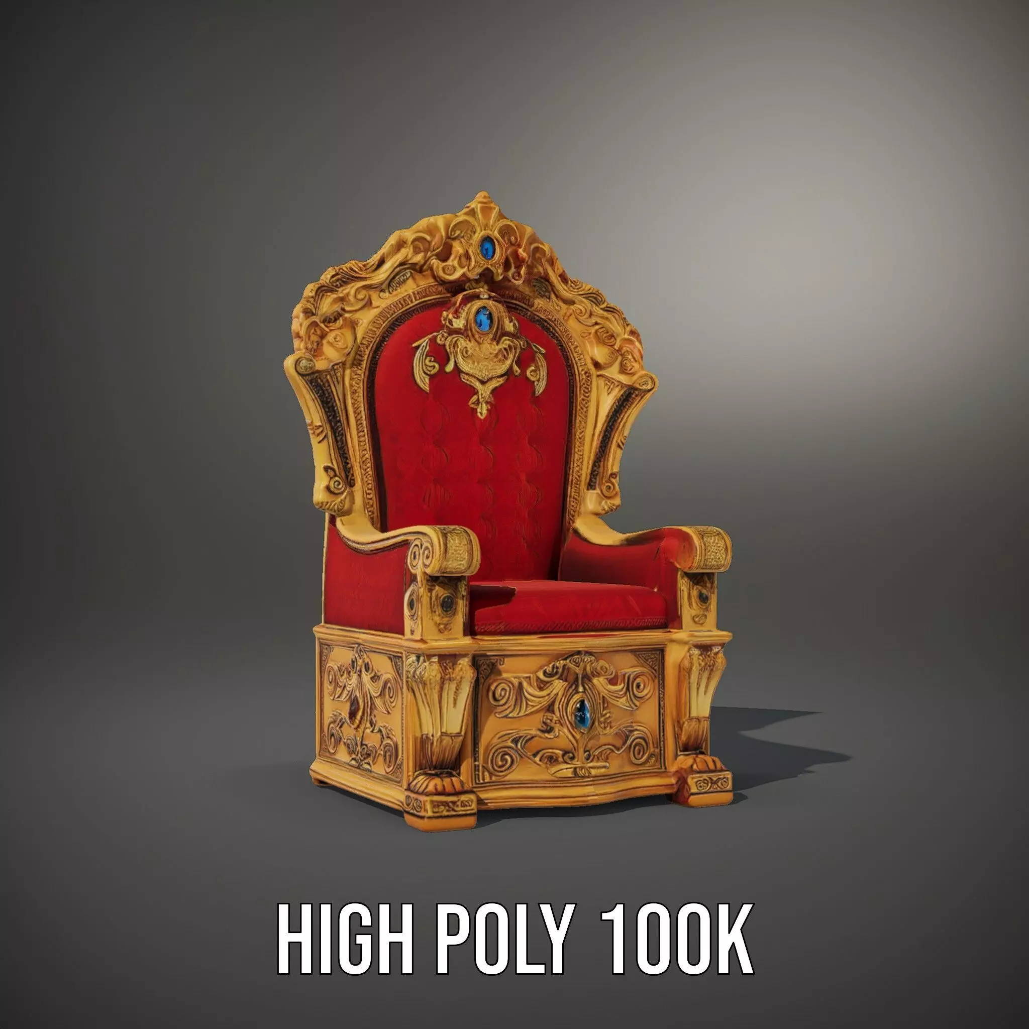 Ornate Royal Throne model pack Low-poly 3D model_8