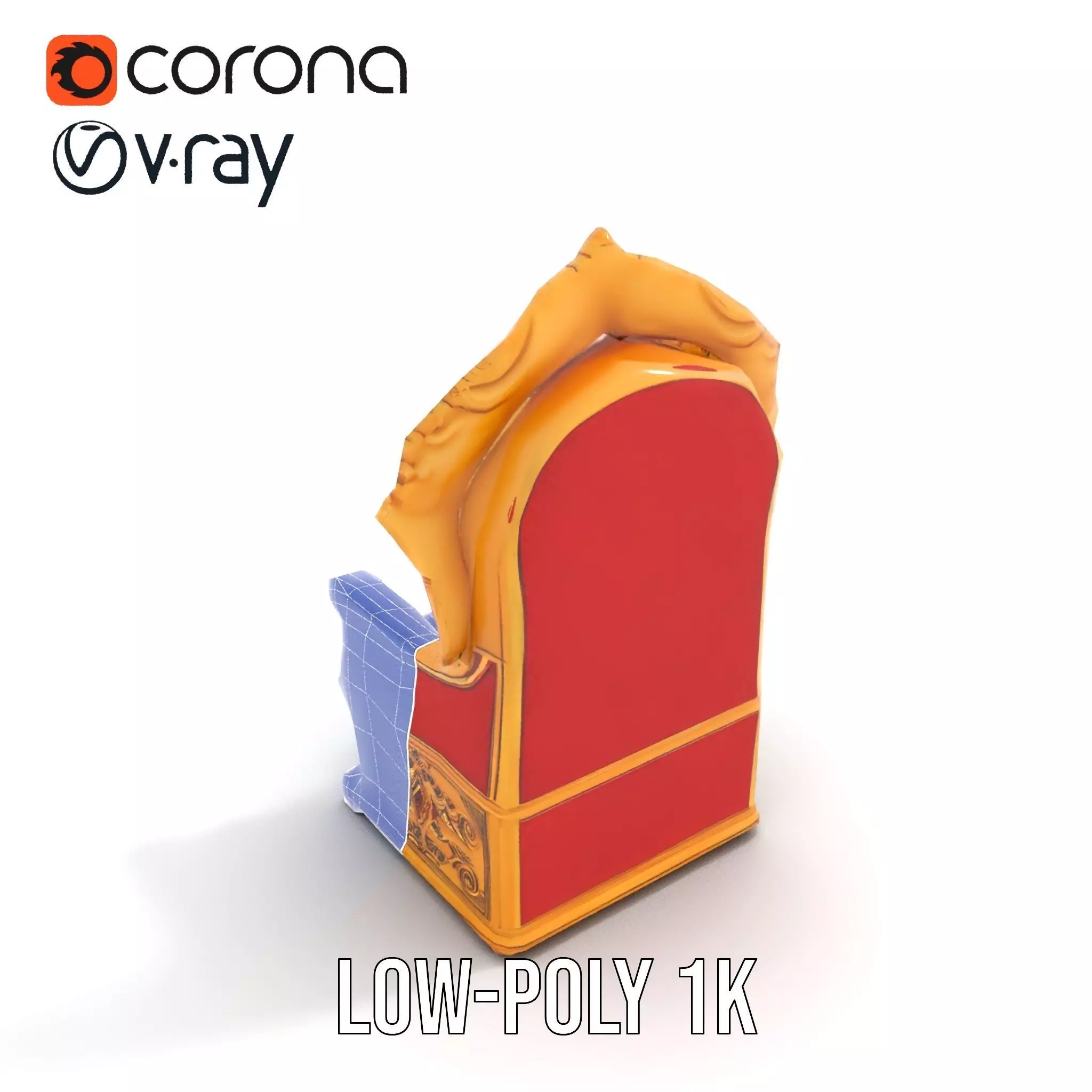 Ornate Royal Throne model pack Low-poly 3D model_25