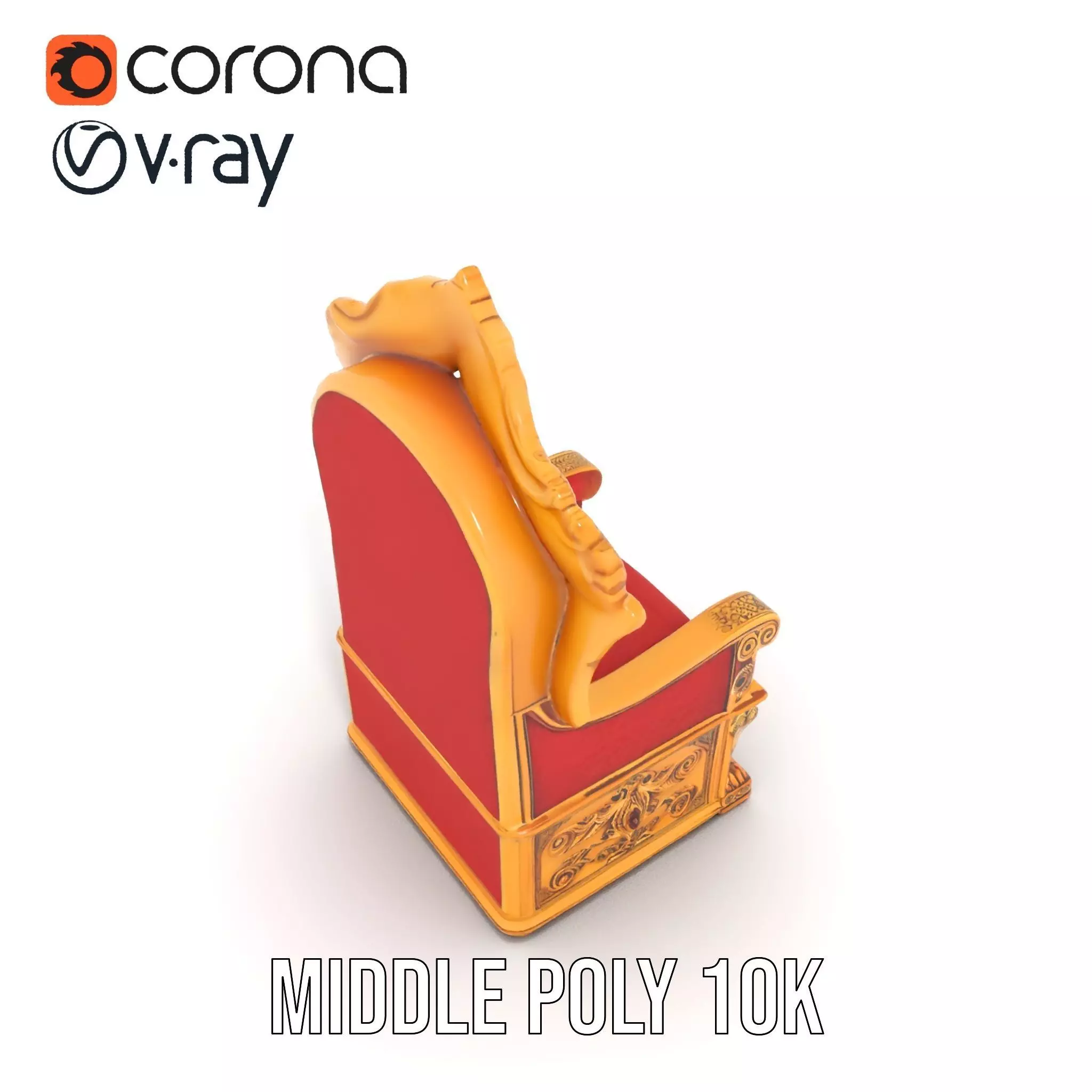 Ornate Royal Throne model pack Low-poly 3D model_5