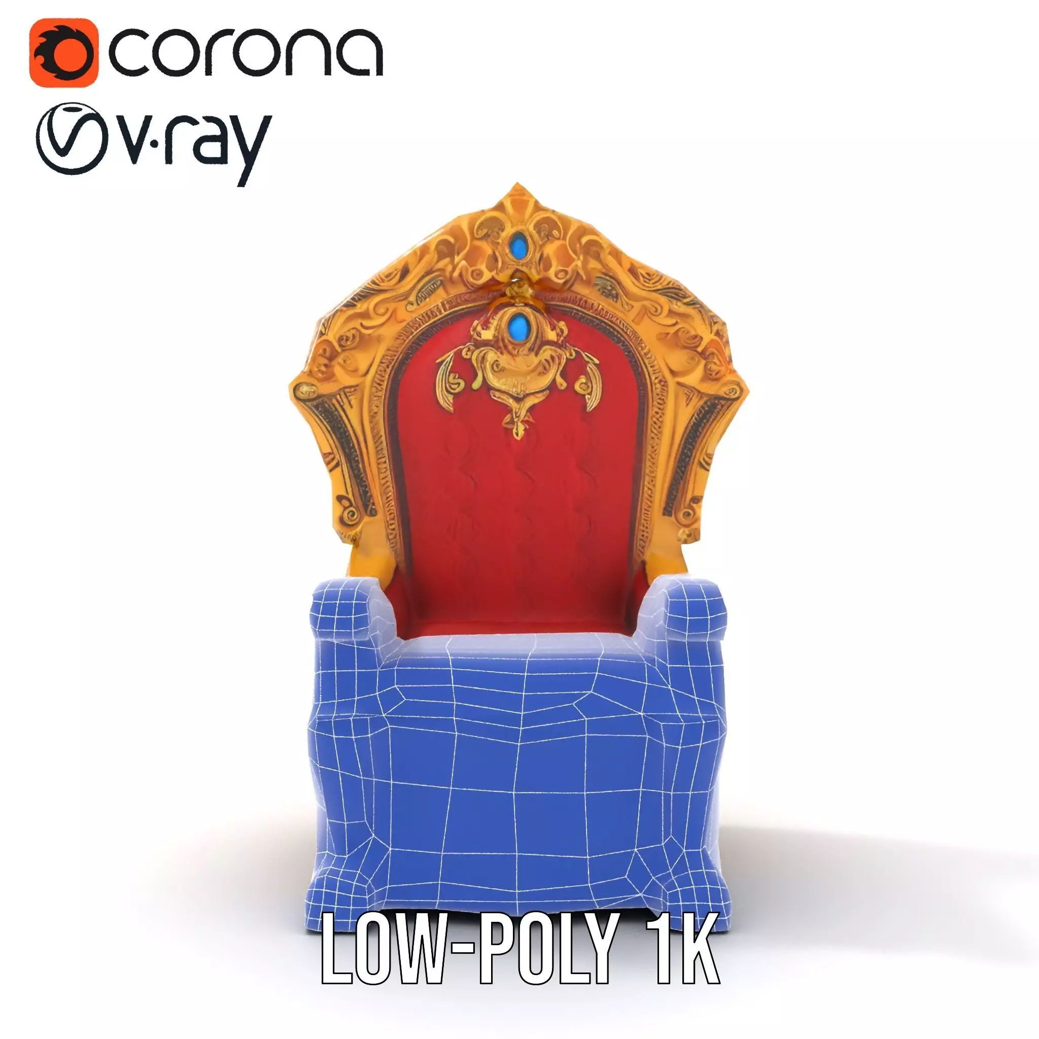 Ornate Royal Throne model pack Low-poly 3D model_12