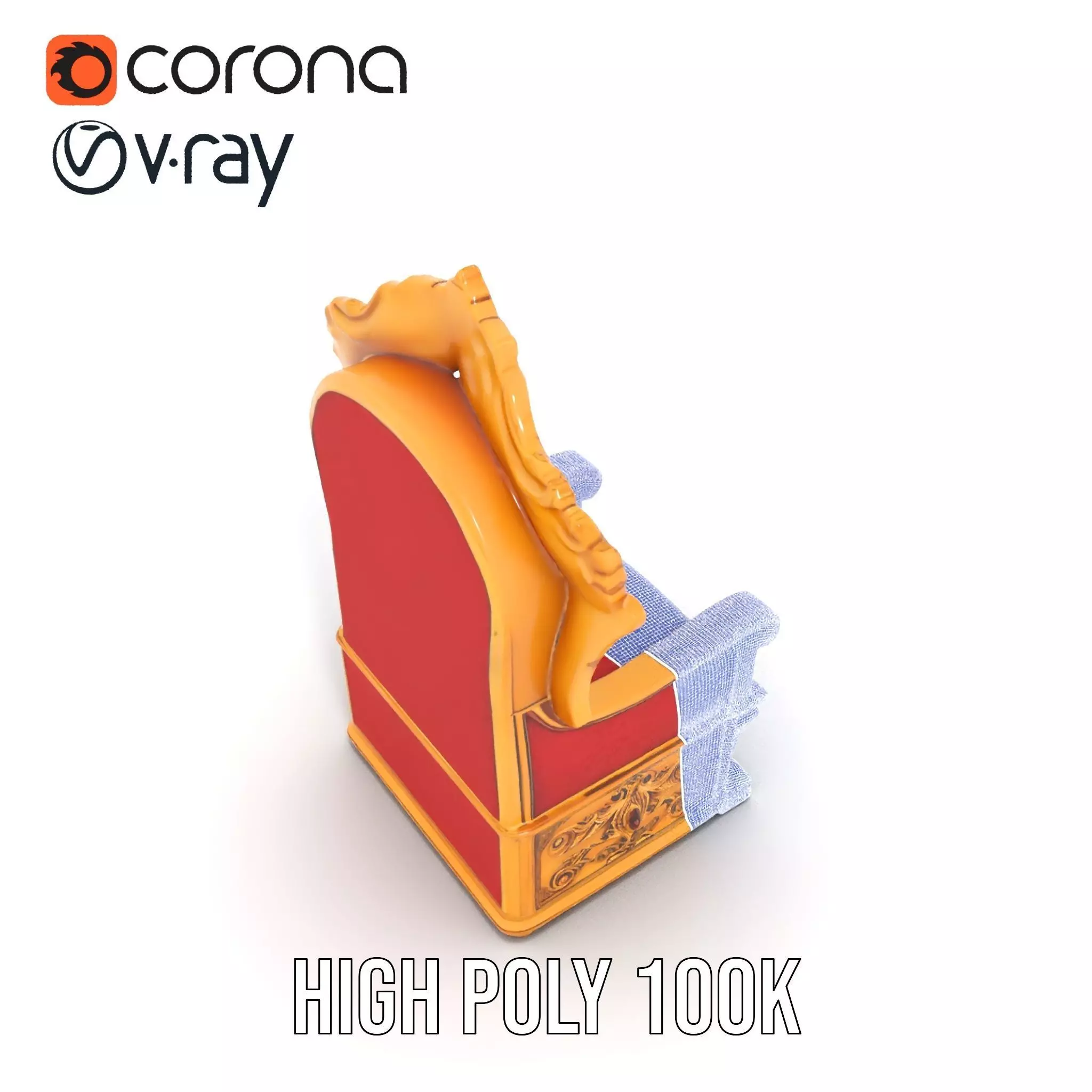 Ornate Royal Throne model pack Low-poly 3D model_31