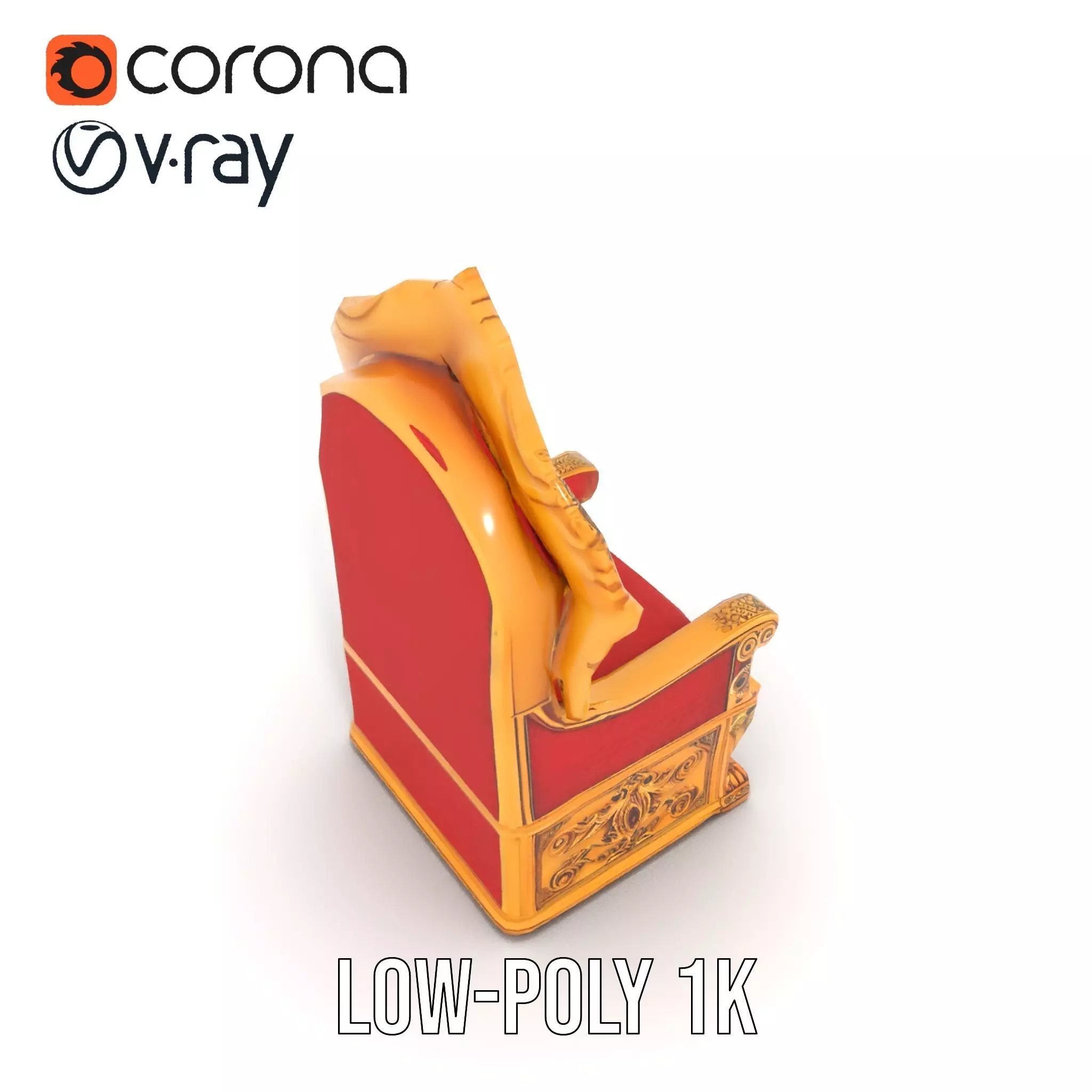Ornate Royal Throne model pack Low-poly 3D model_19