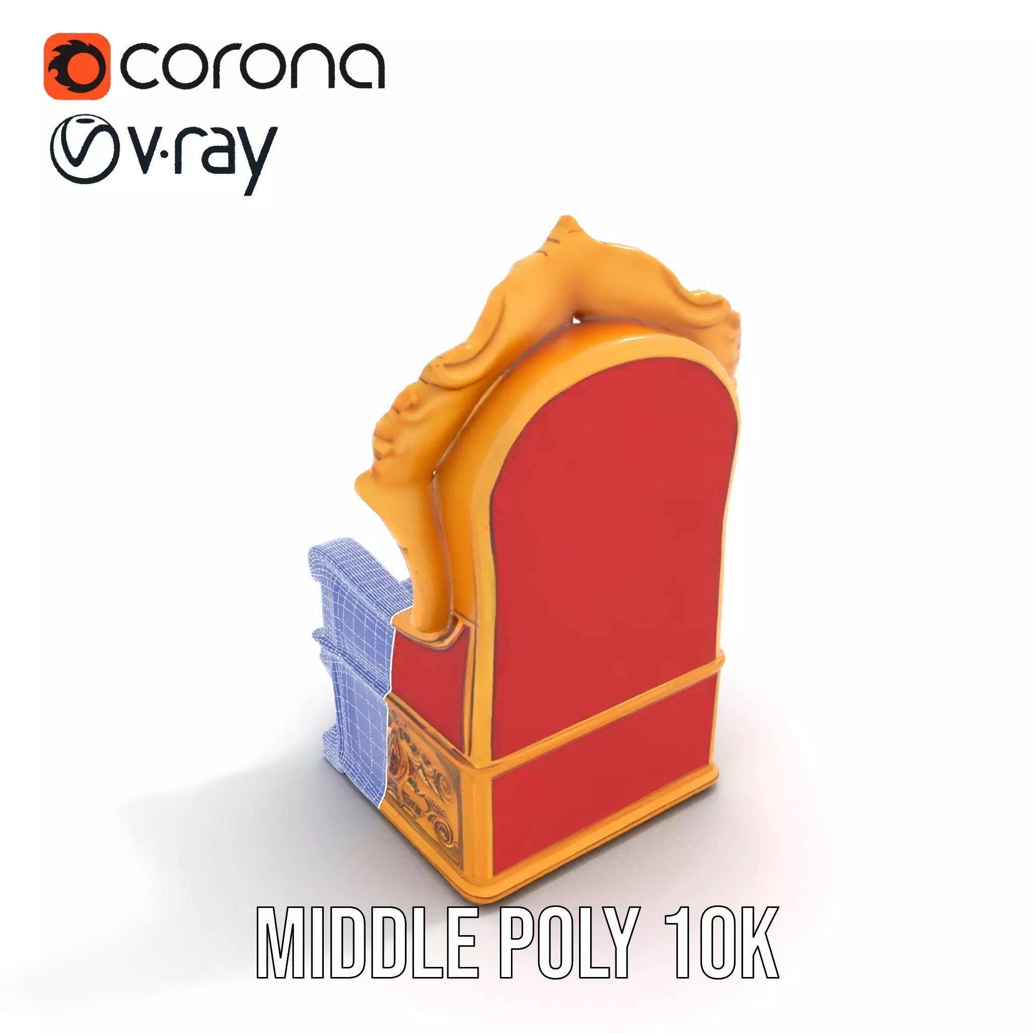 Ornate Royal Throne model pack Low-poly 3D model_24