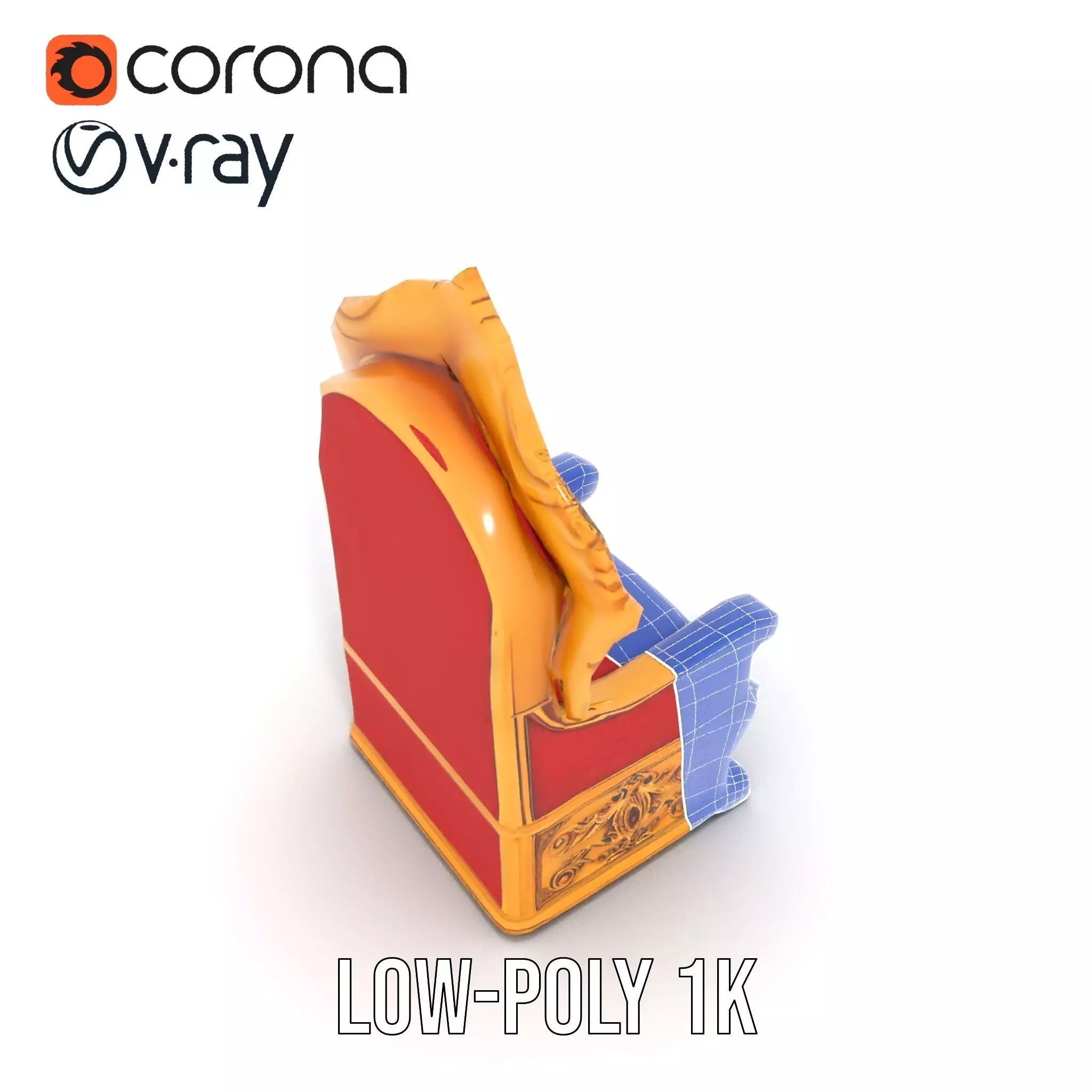 Ornate Royal Throne model pack Low-poly 3D model_28