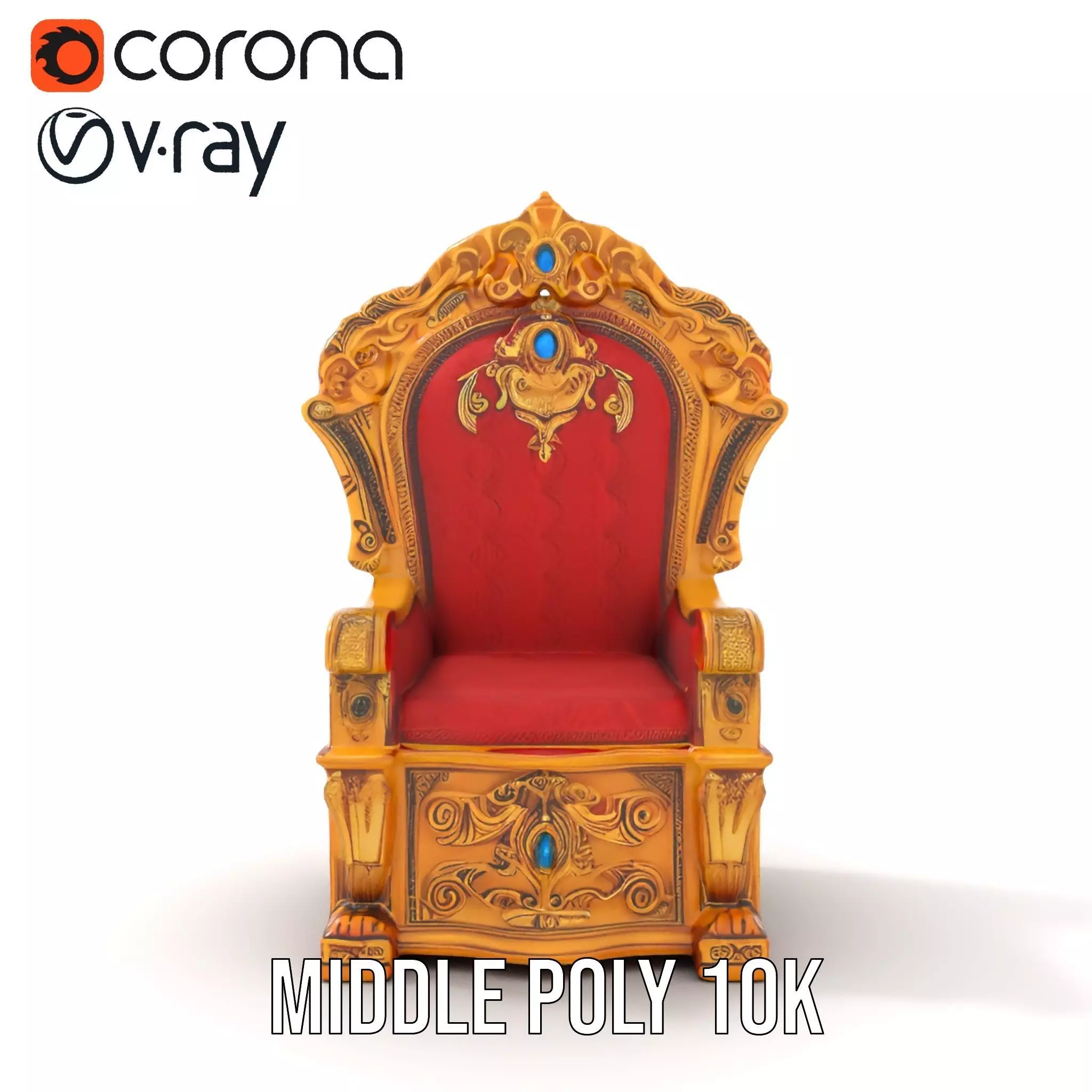 Ornate Royal Throne model pack Low-poly 3D model_11