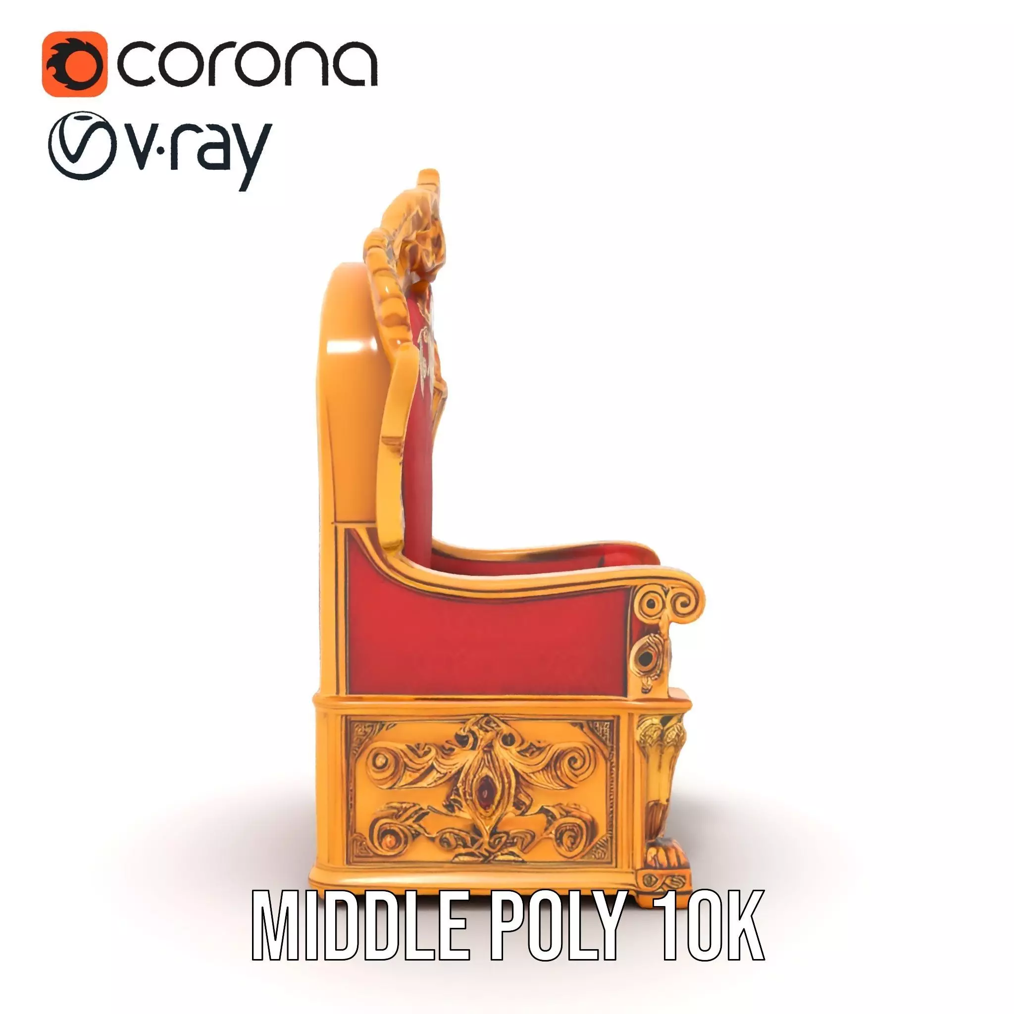 Ornate Royal Throne model pack Low-poly 3D model_13
