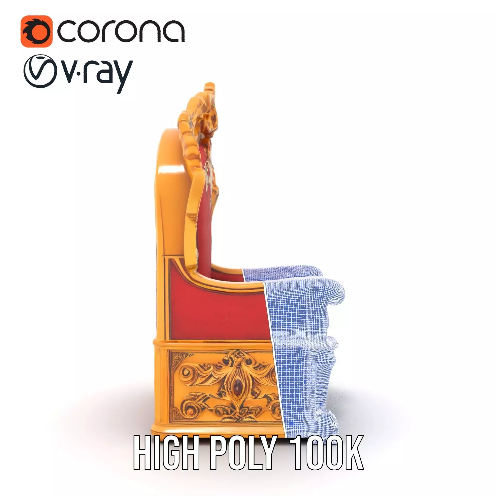 Ornate Royal Throne model pack Low-poly 3D model_33