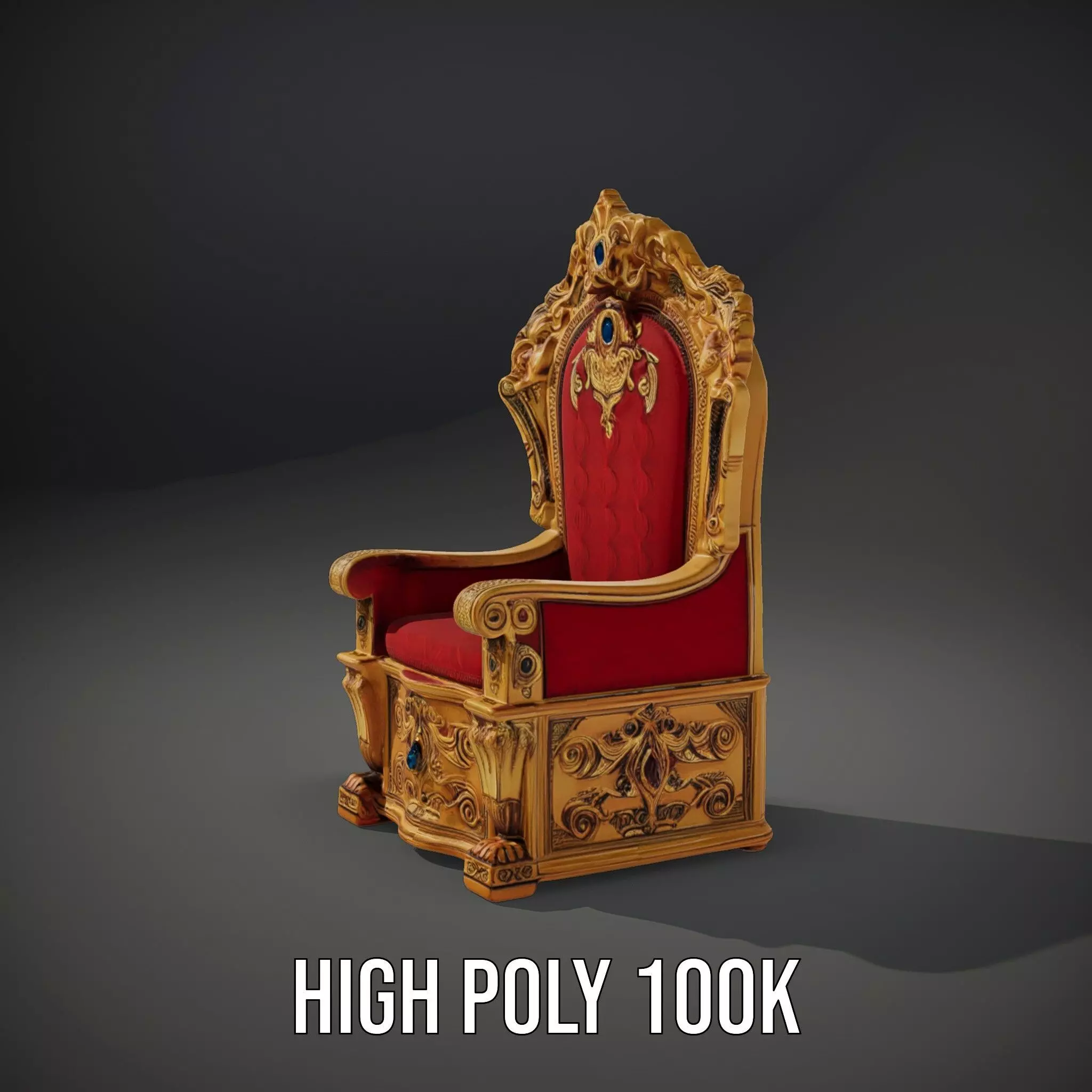 Ornate Royal Throne model pack Low-poly 3D model_10