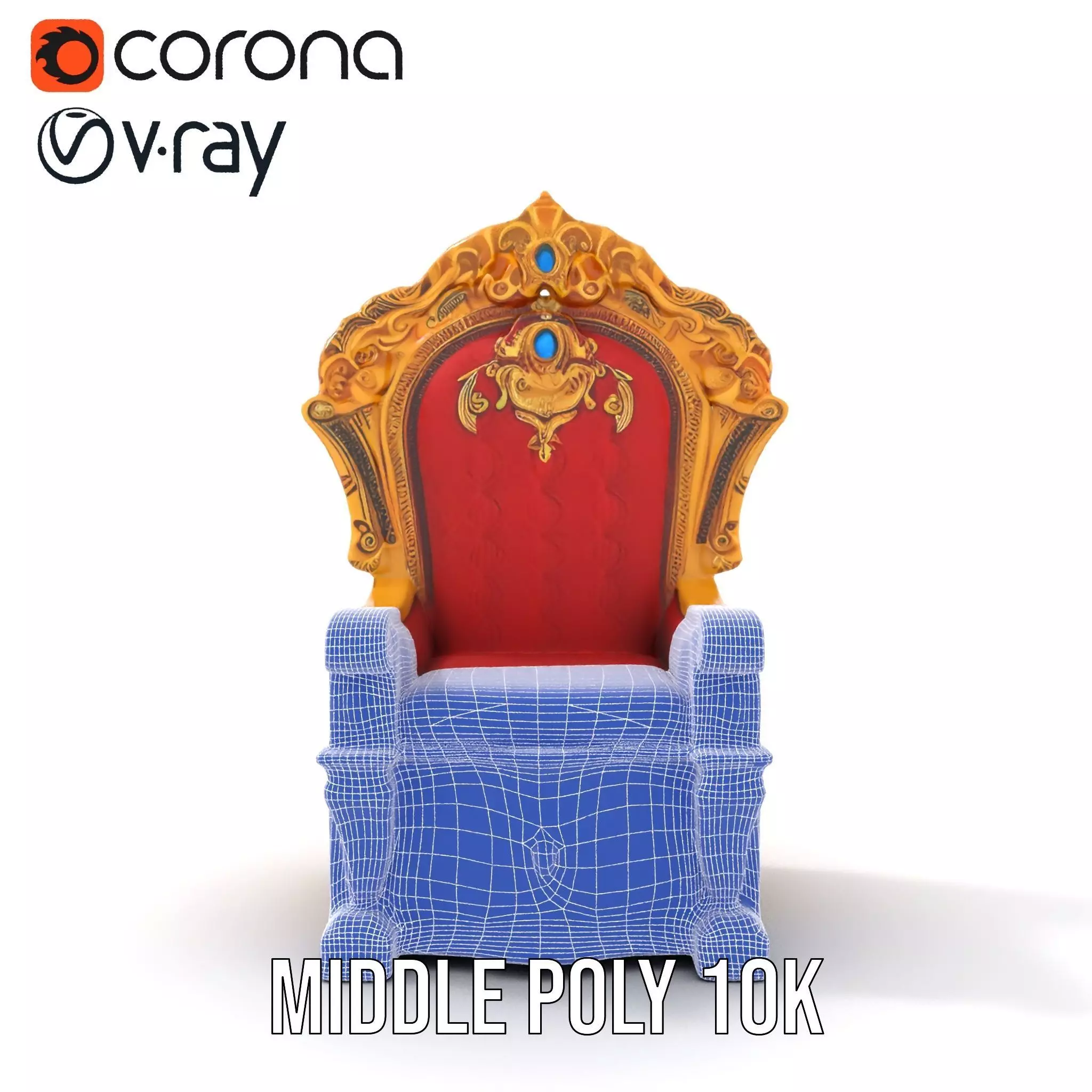 Ornate Royal Throne model pack Low-poly 3D model_27
