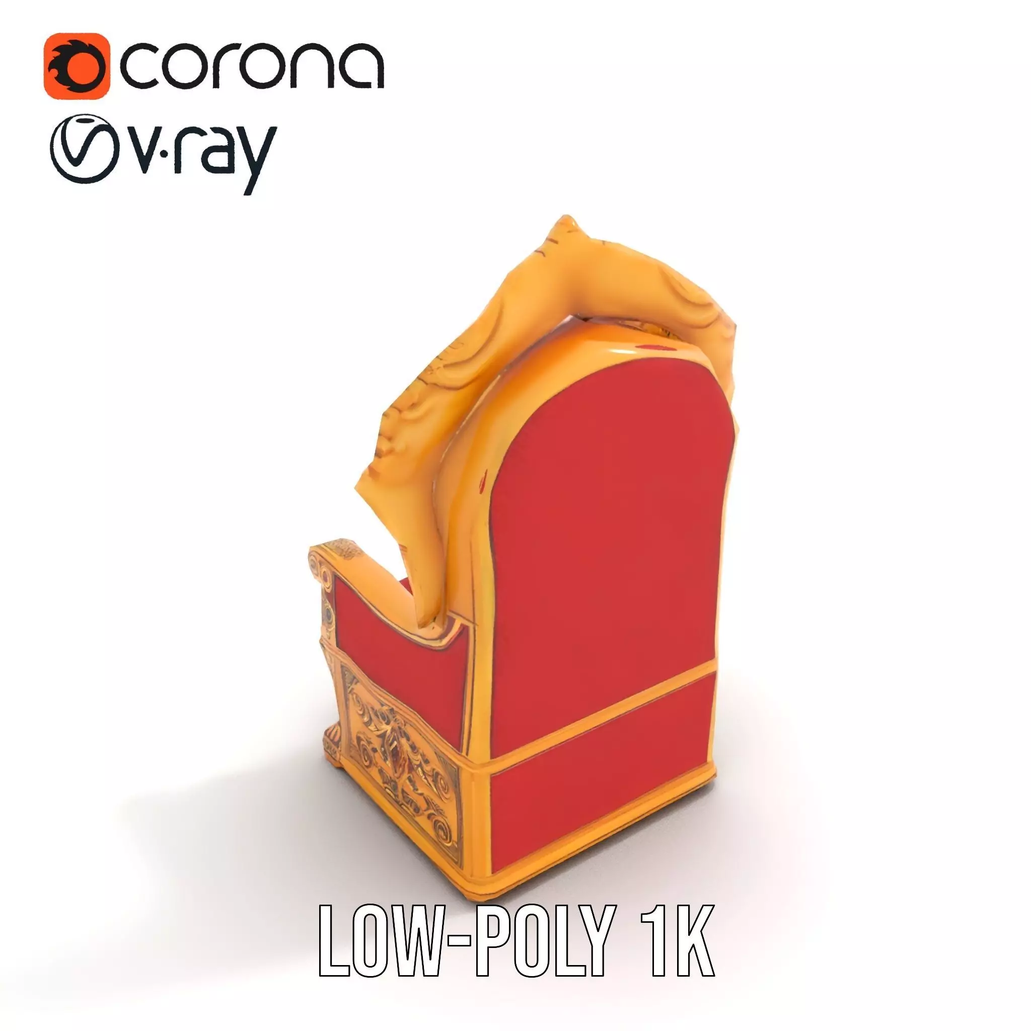 Ornate Royal Throne model pack Low-poly 3D model_14