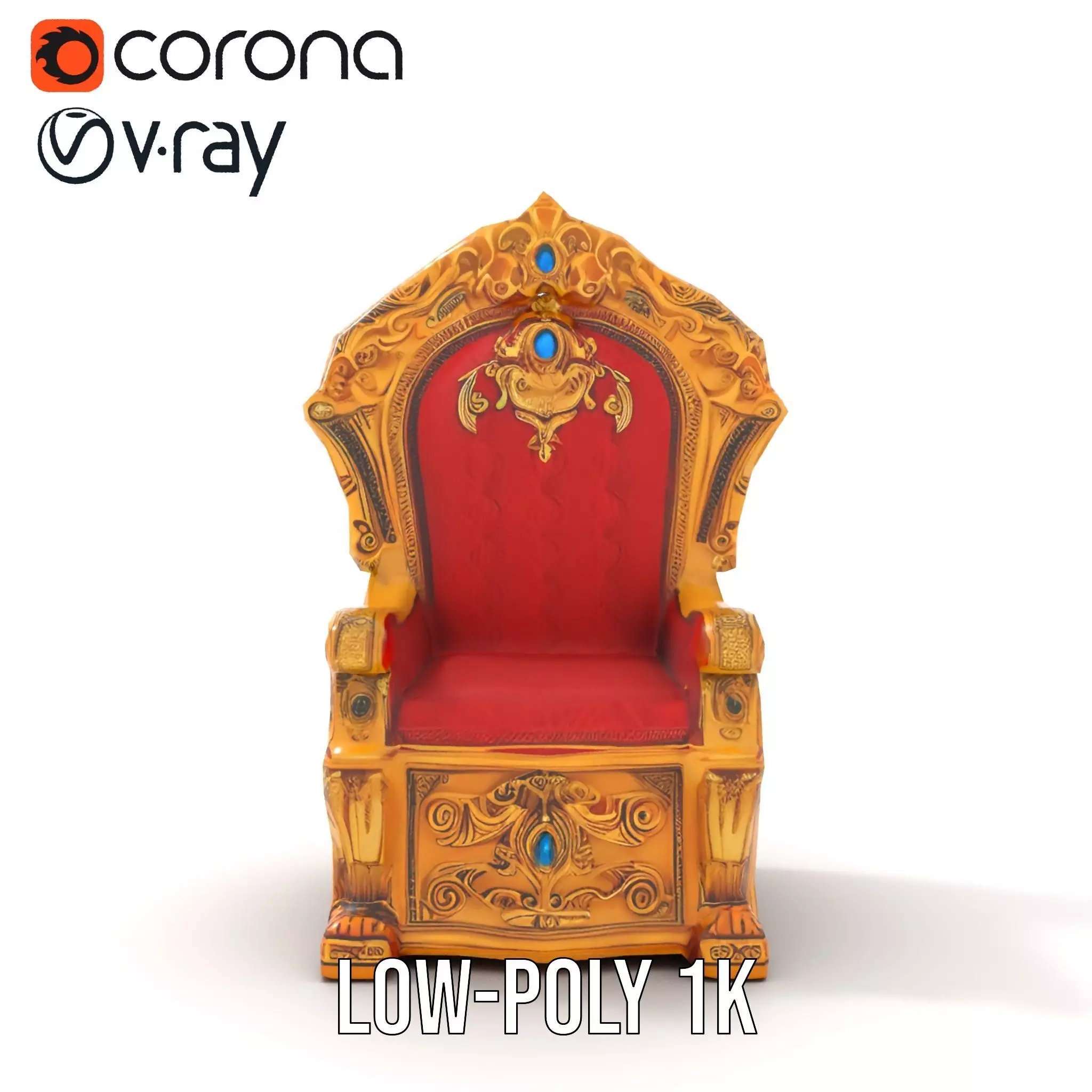Ornate Royal Throne model pack Low-poly 3D model_7