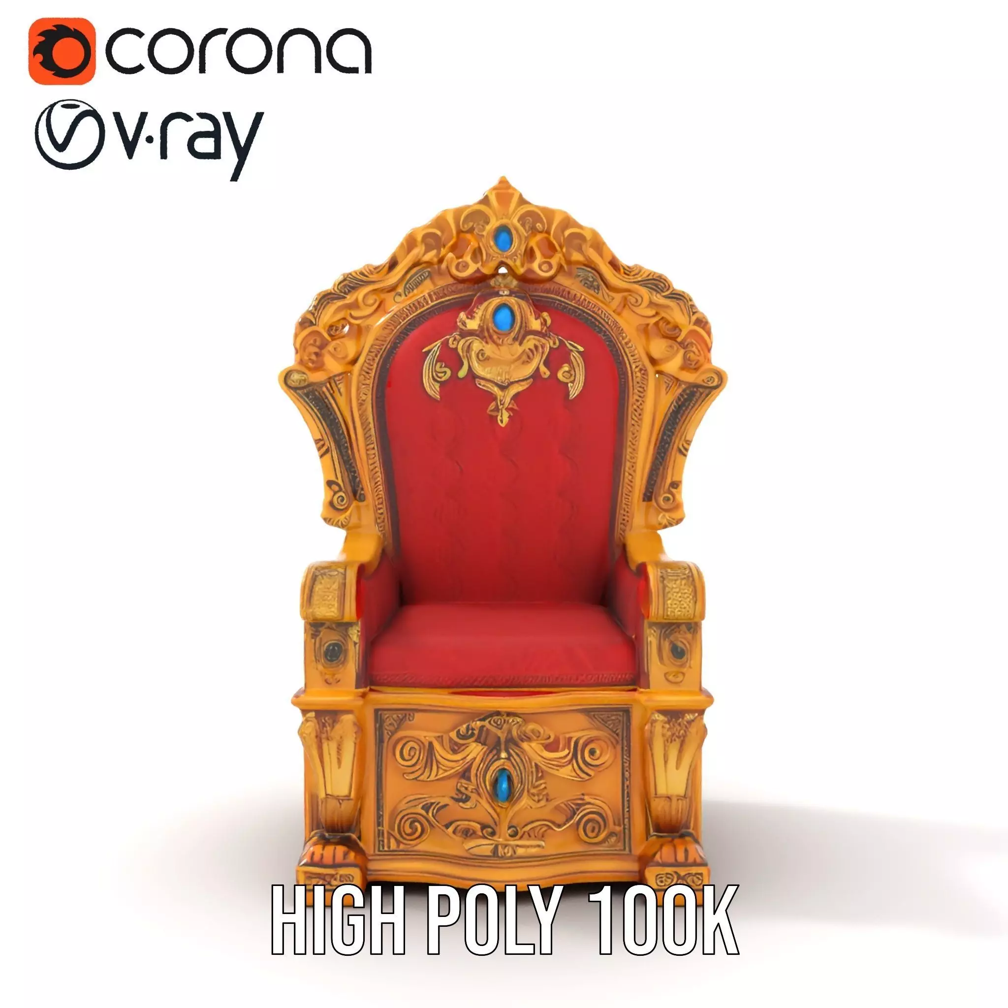Ornate Royal Throne model pack Low-poly 3D model_23