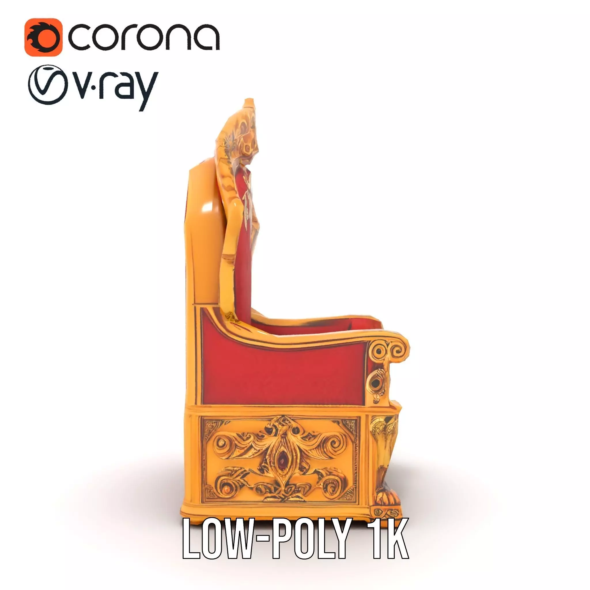 Ornate Royal Throne model pack Low-poly 3D model_9