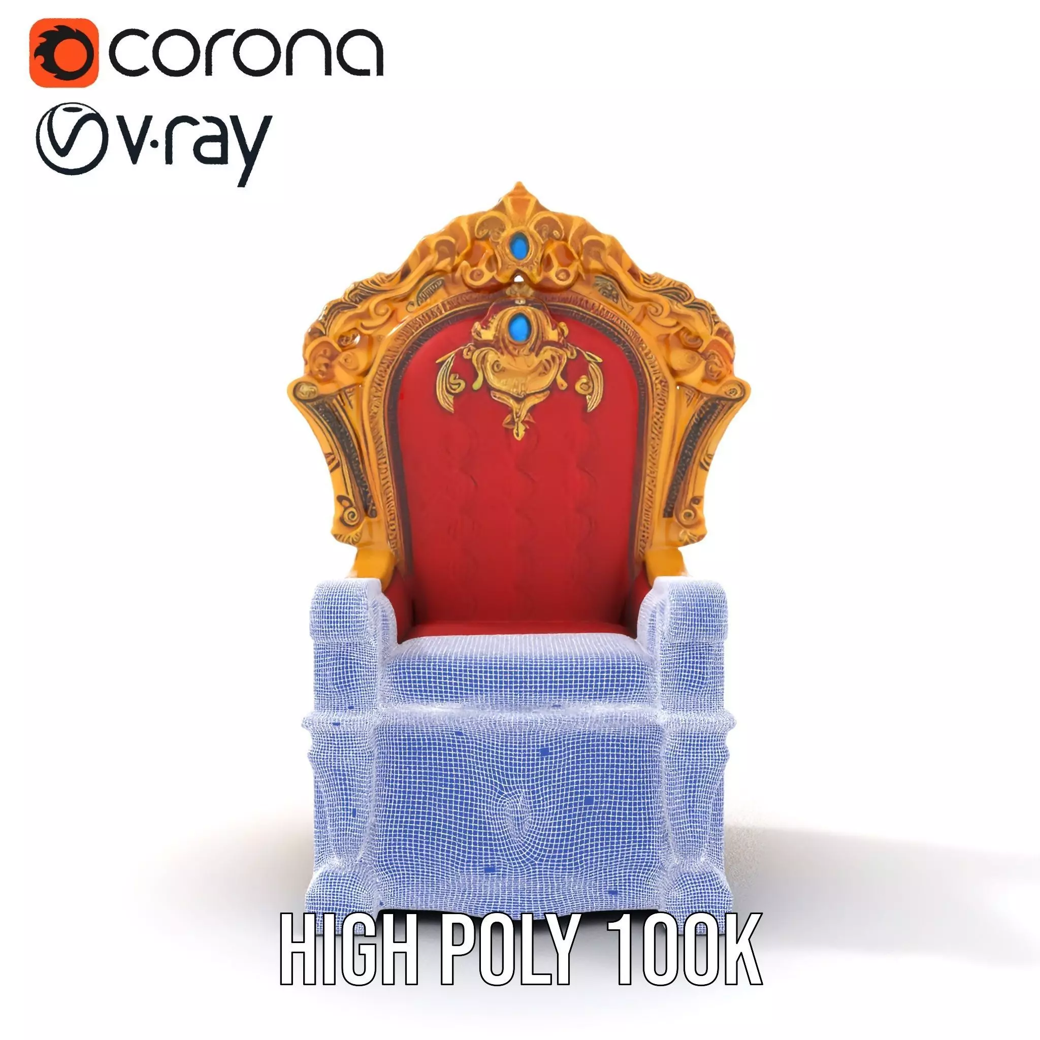 Ornate Royal Throne model pack Low-poly 3D model_32