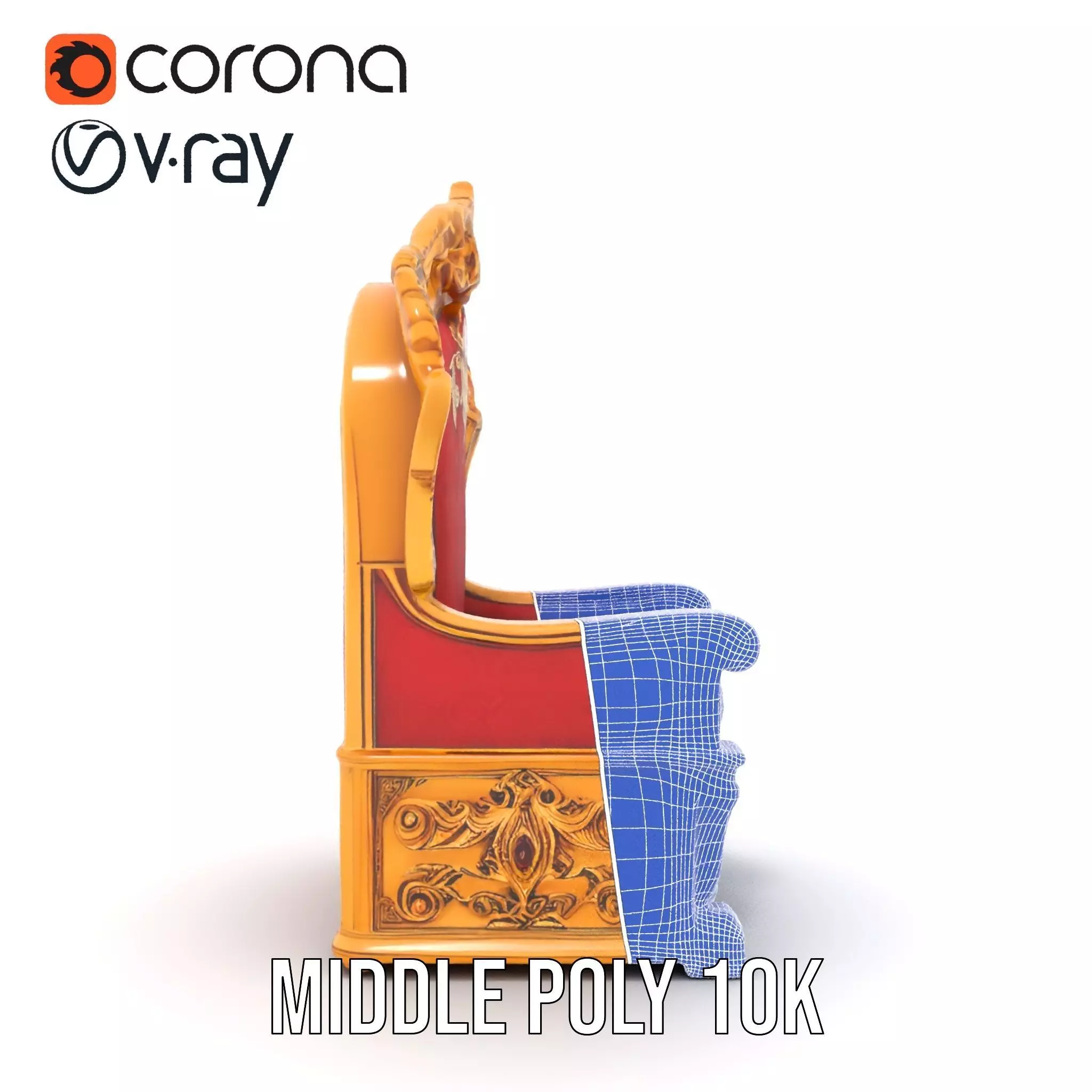 Ornate Royal Throne model pack Low-poly 3D model_29