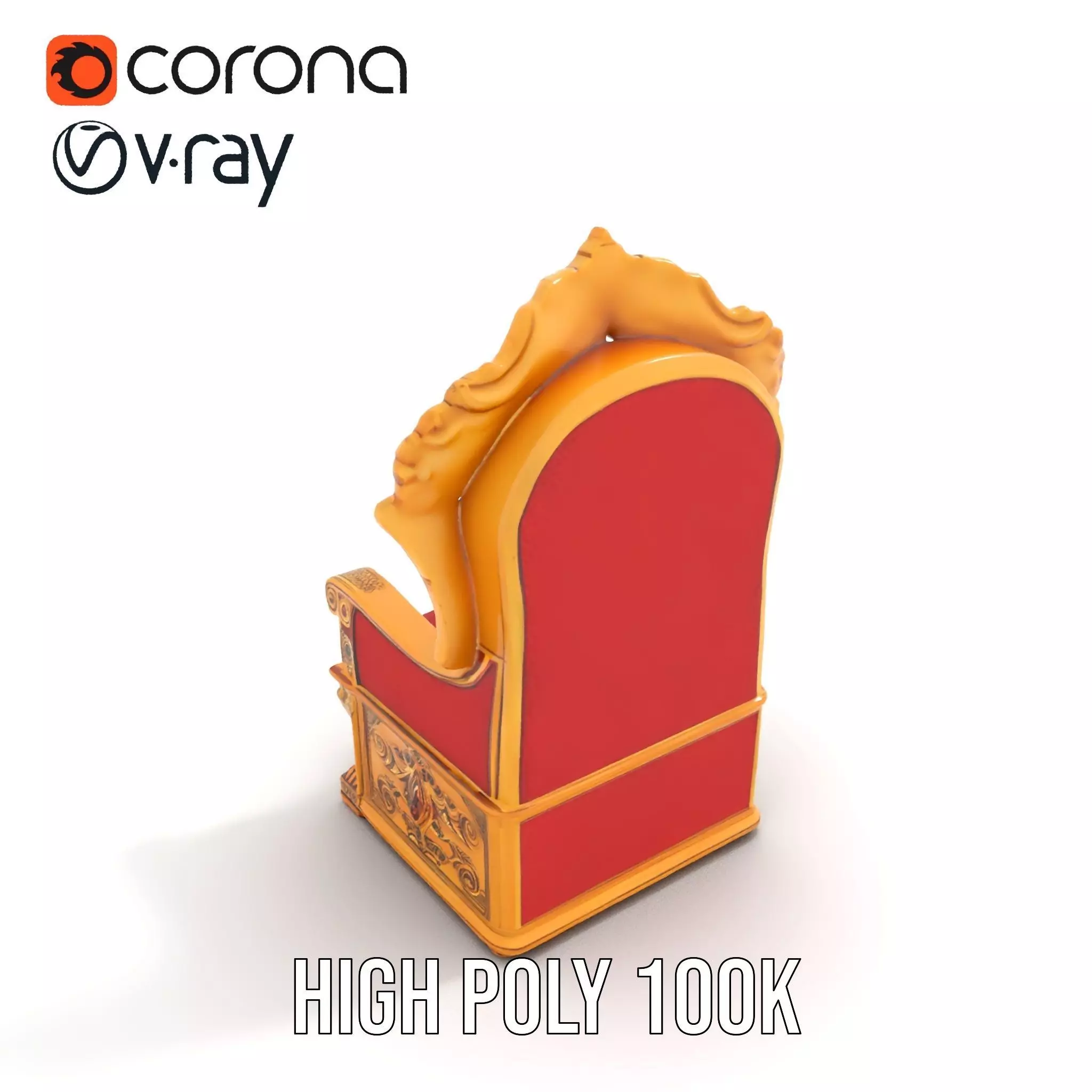 Ornate Royal Throne model pack Low-poly 3D model_17