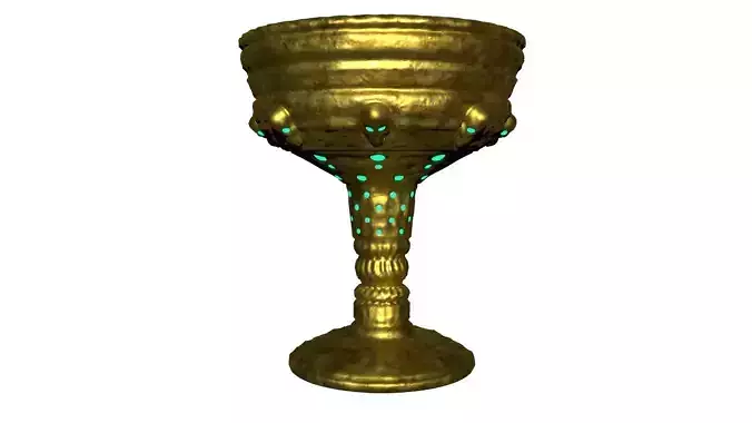 Gold Skull Goblet Dirty  Low-poly 3D model