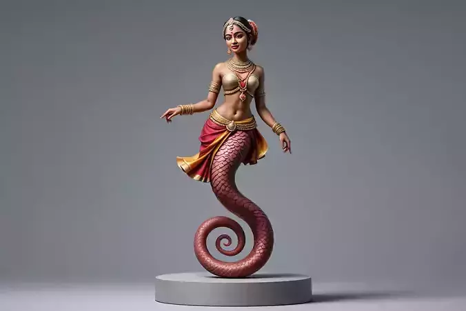 2256   Indian Serpent Woman Dancer on Pedestal  magic